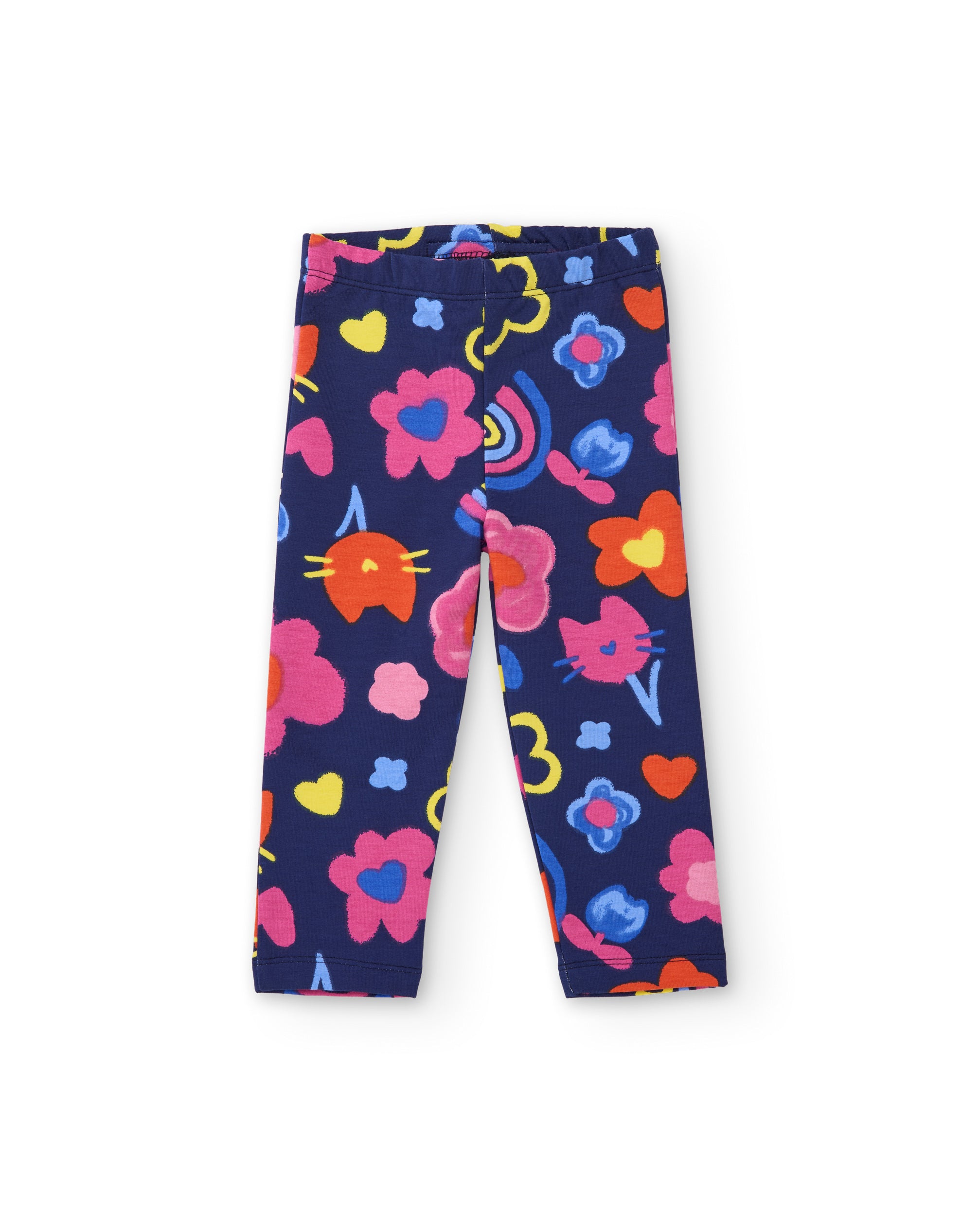 Legging de niña de felpa con estampado de flores y tacto suave