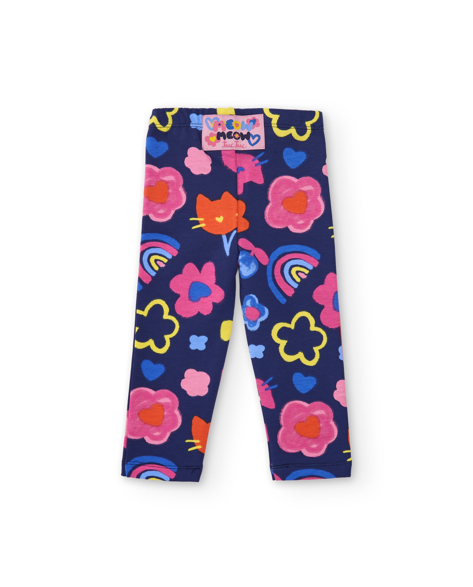 Legging de niña de felpa con estampado de flores y tacto suave