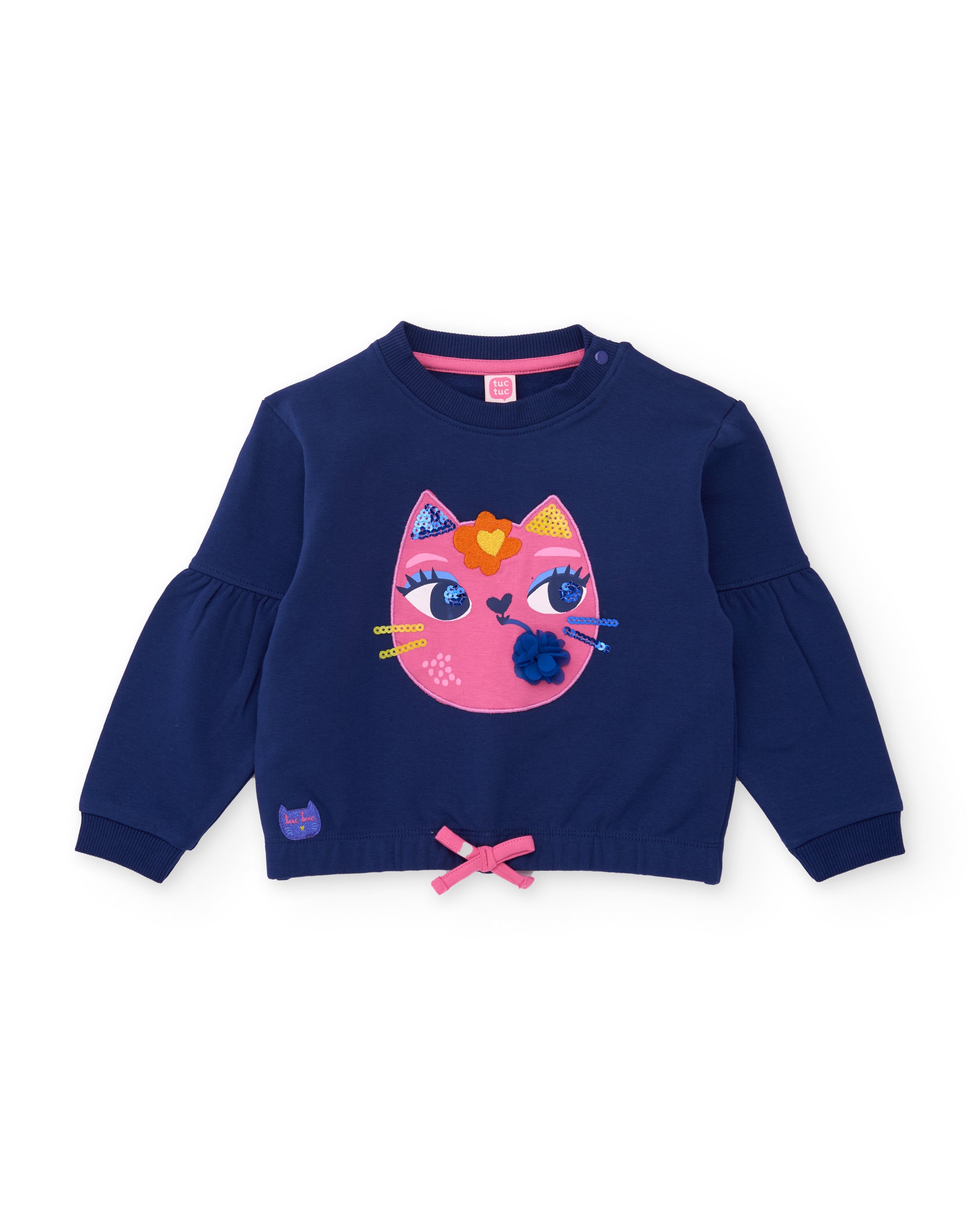Sudadera de niña de felpa con estampado de gatito y tacto suave
