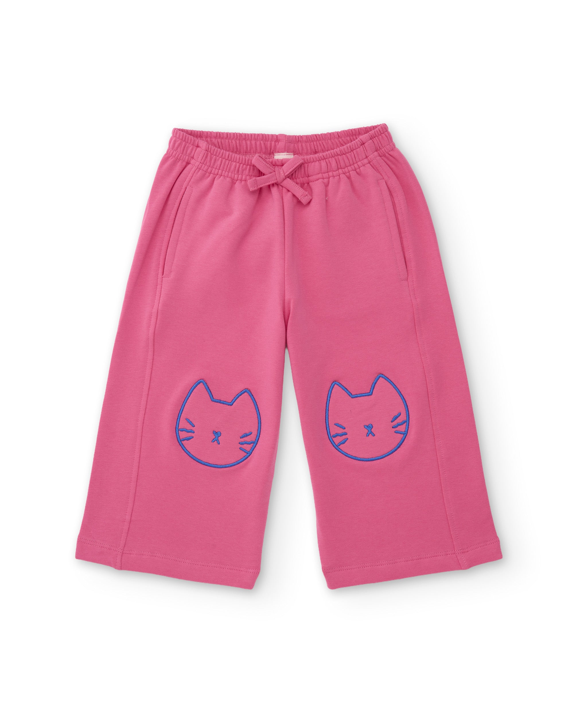 Pantalón de niña de felpa con bordado y cintura elástica