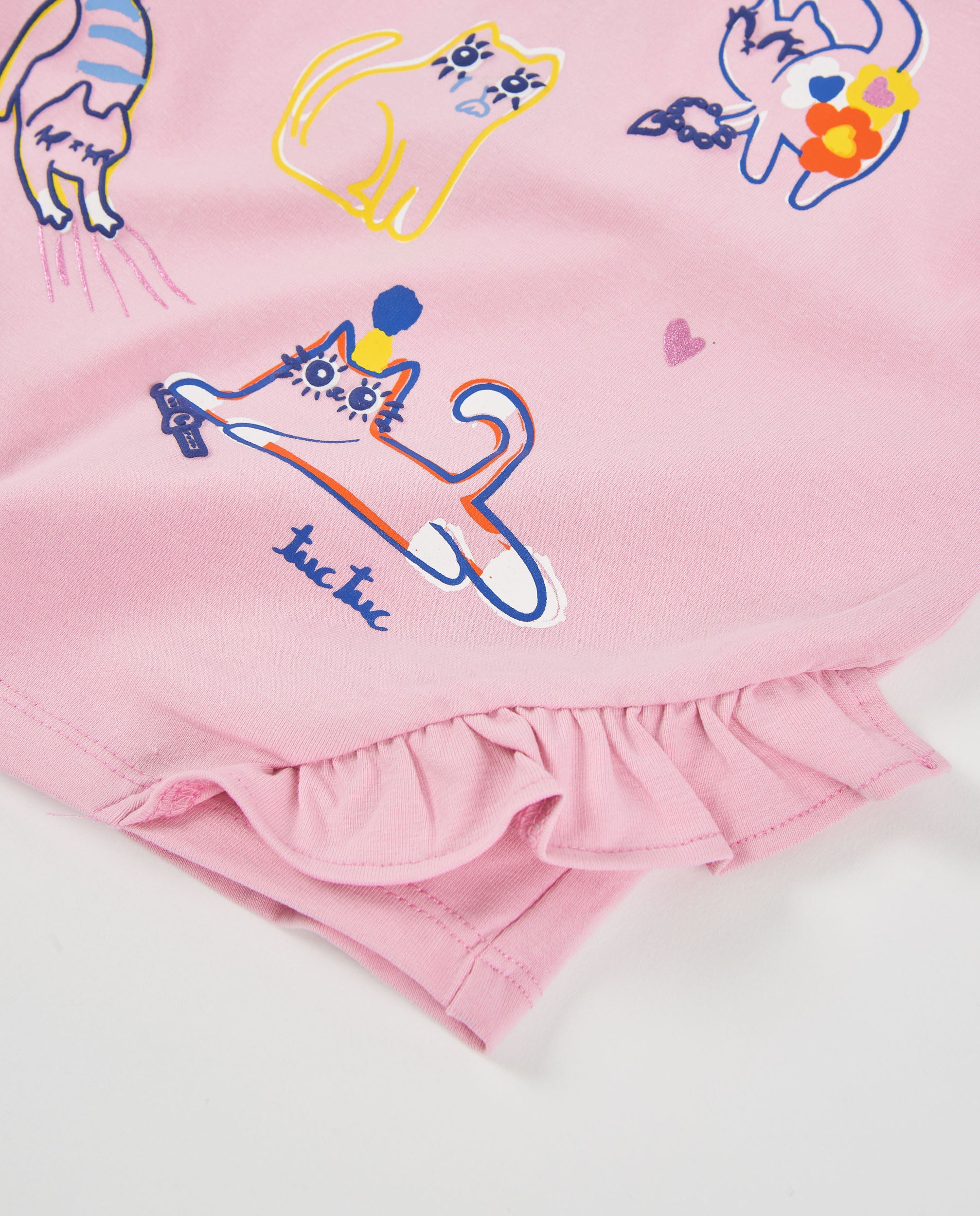 Camiseta de niña de punto con estampado de gatos