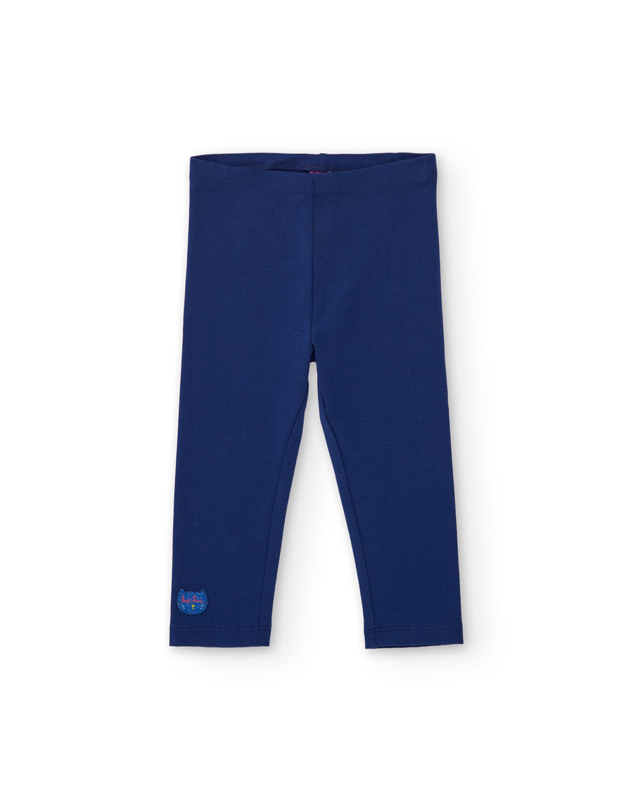 Girls' knit leggings with elastic waistband and soft fabric
