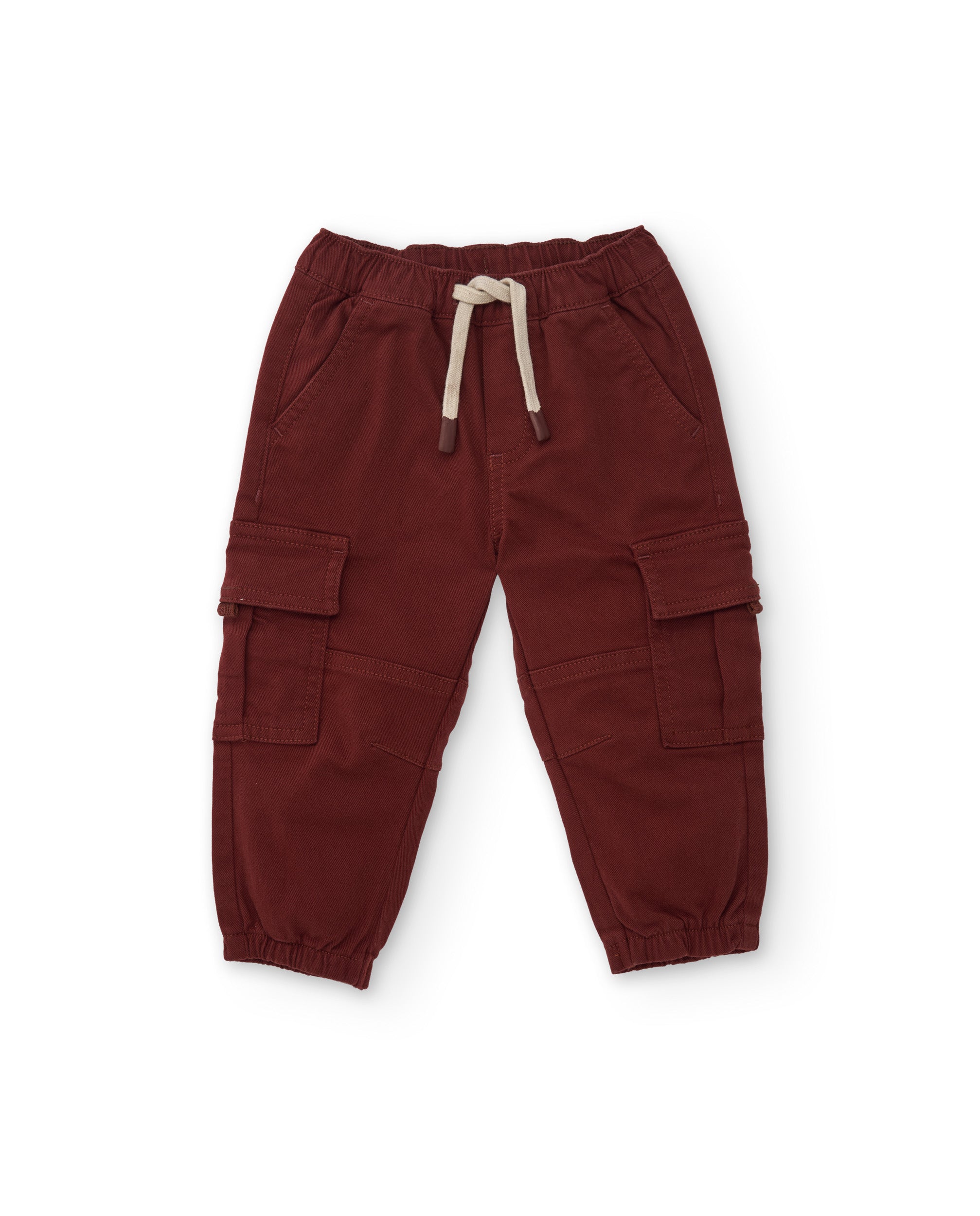 Pantalón cargo de niño de tela plana con bolsillos y cintura elástica