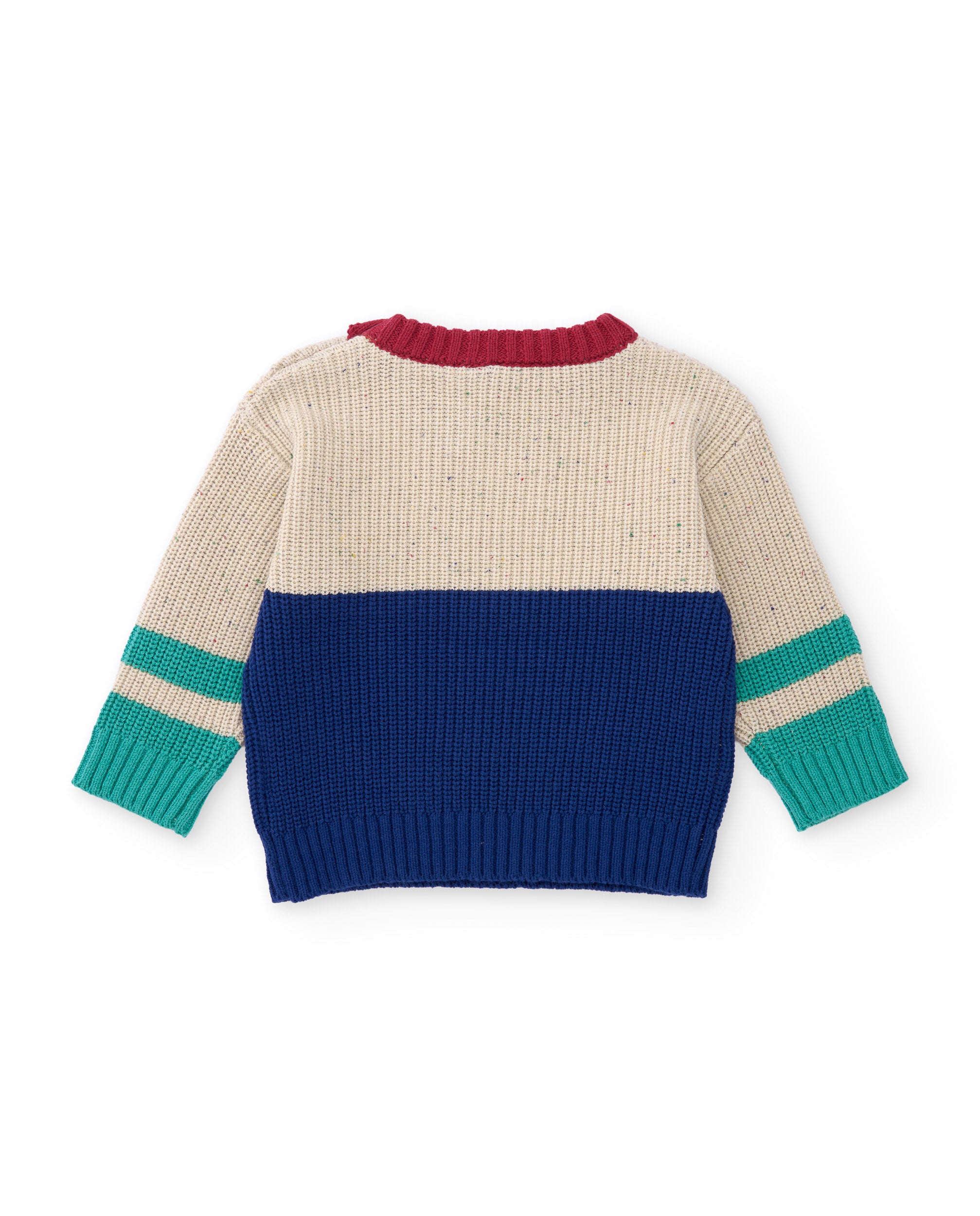 Jersey de niño de tricot con cuello redondo y bloques de color