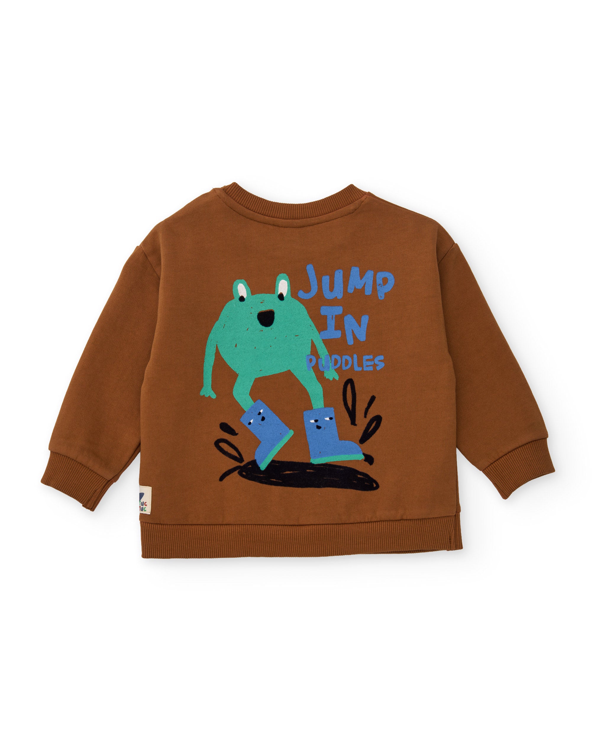 Sudadera de niño de felpa con estampado de ranita y mensaje frontal