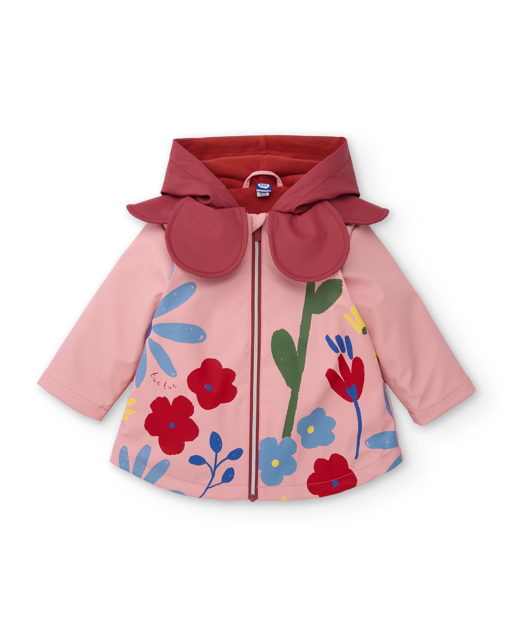 Chubasquero de niña con capucha y estampado floral