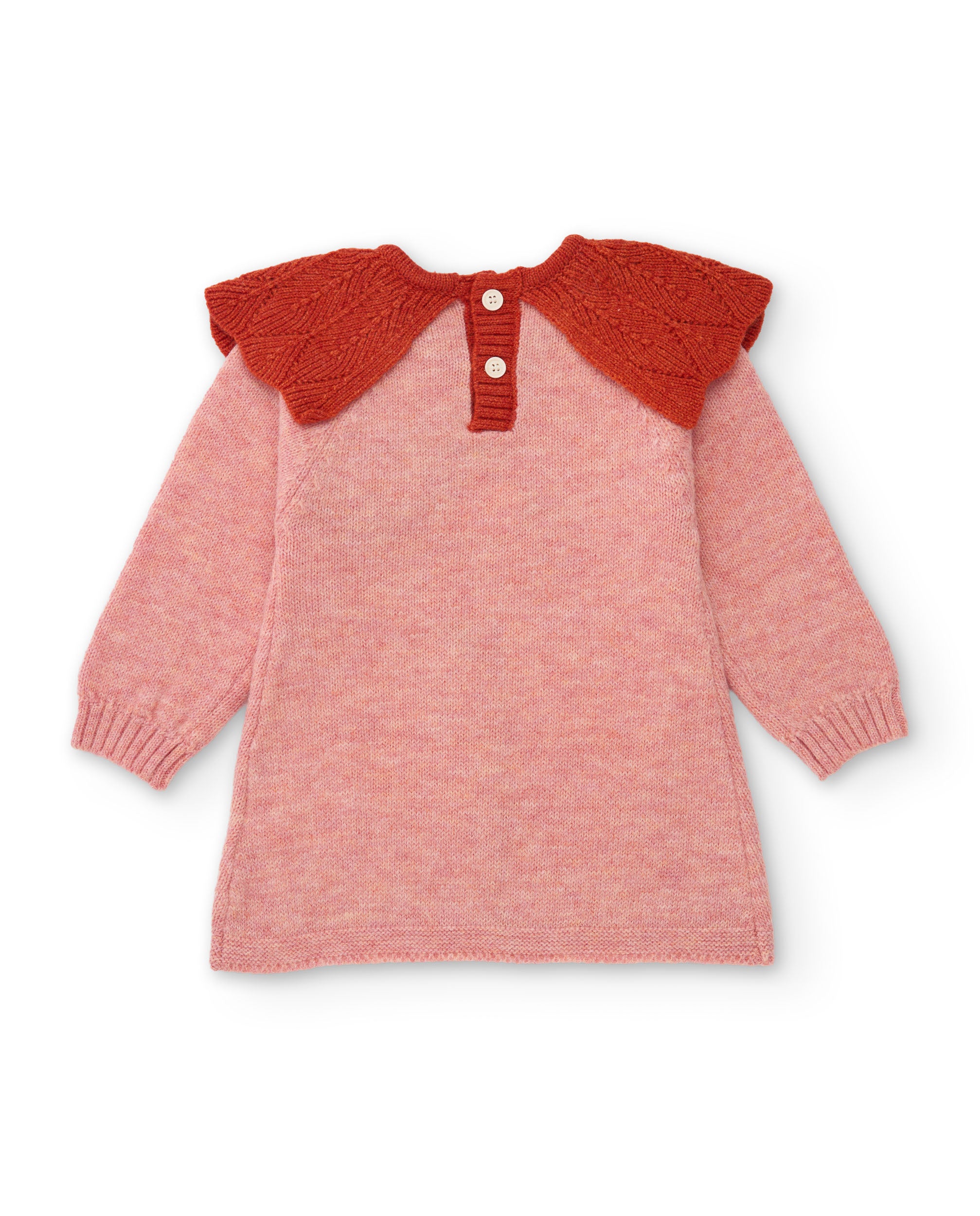 Vestido de niña de tricot con cuello decorativo