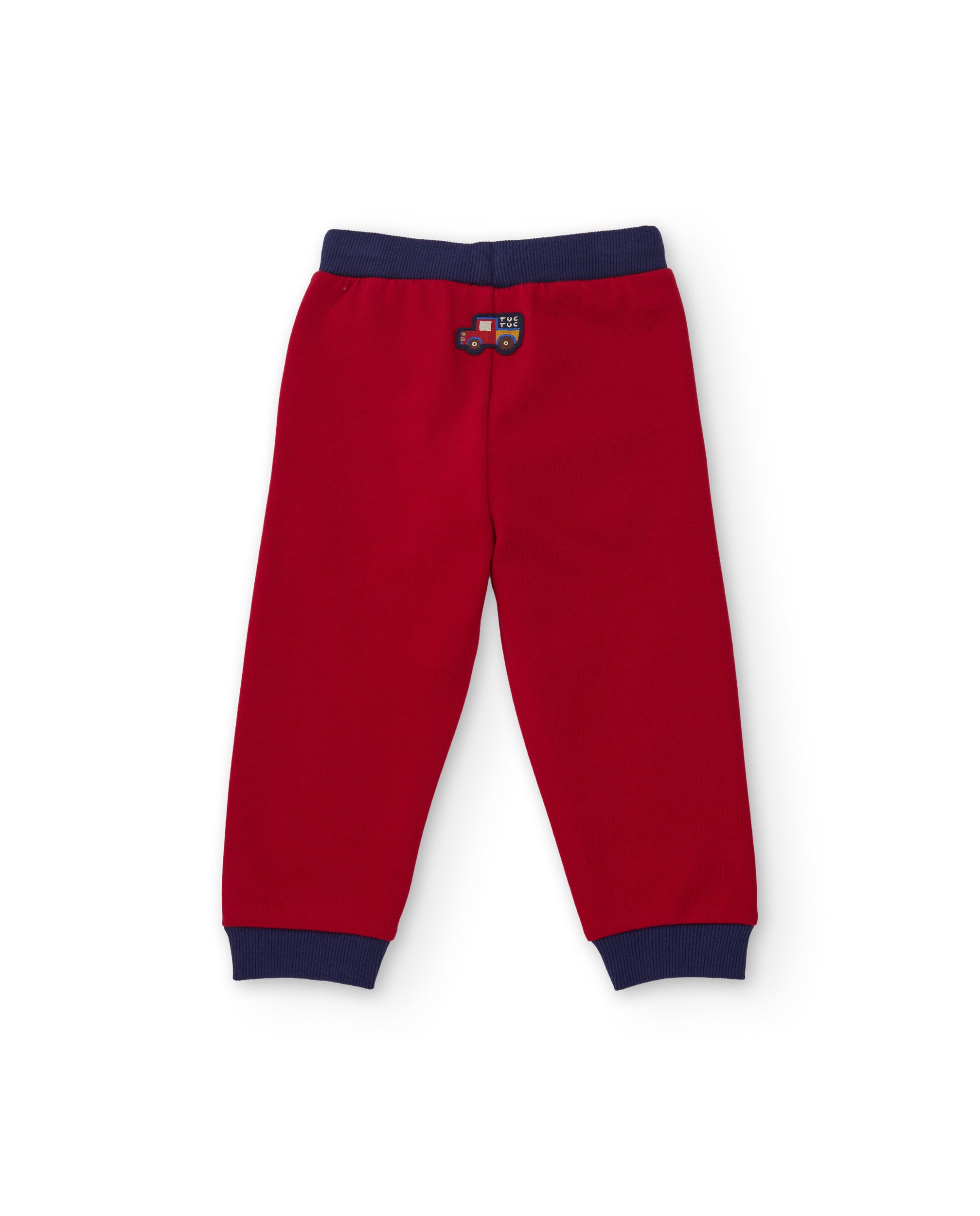 Pantalón de niño de felpa con cintura ajustable y cordón en contraste