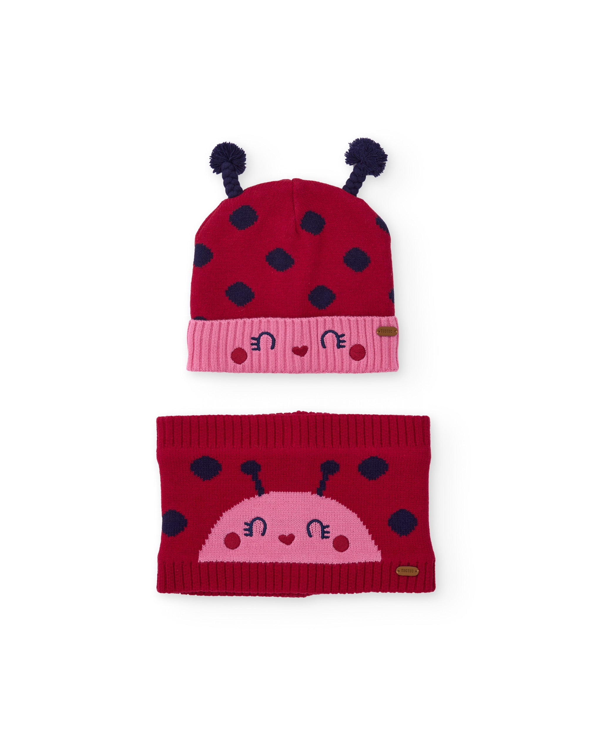 Set de niña de tricot con gorro y braga de cuello de diseño divertido