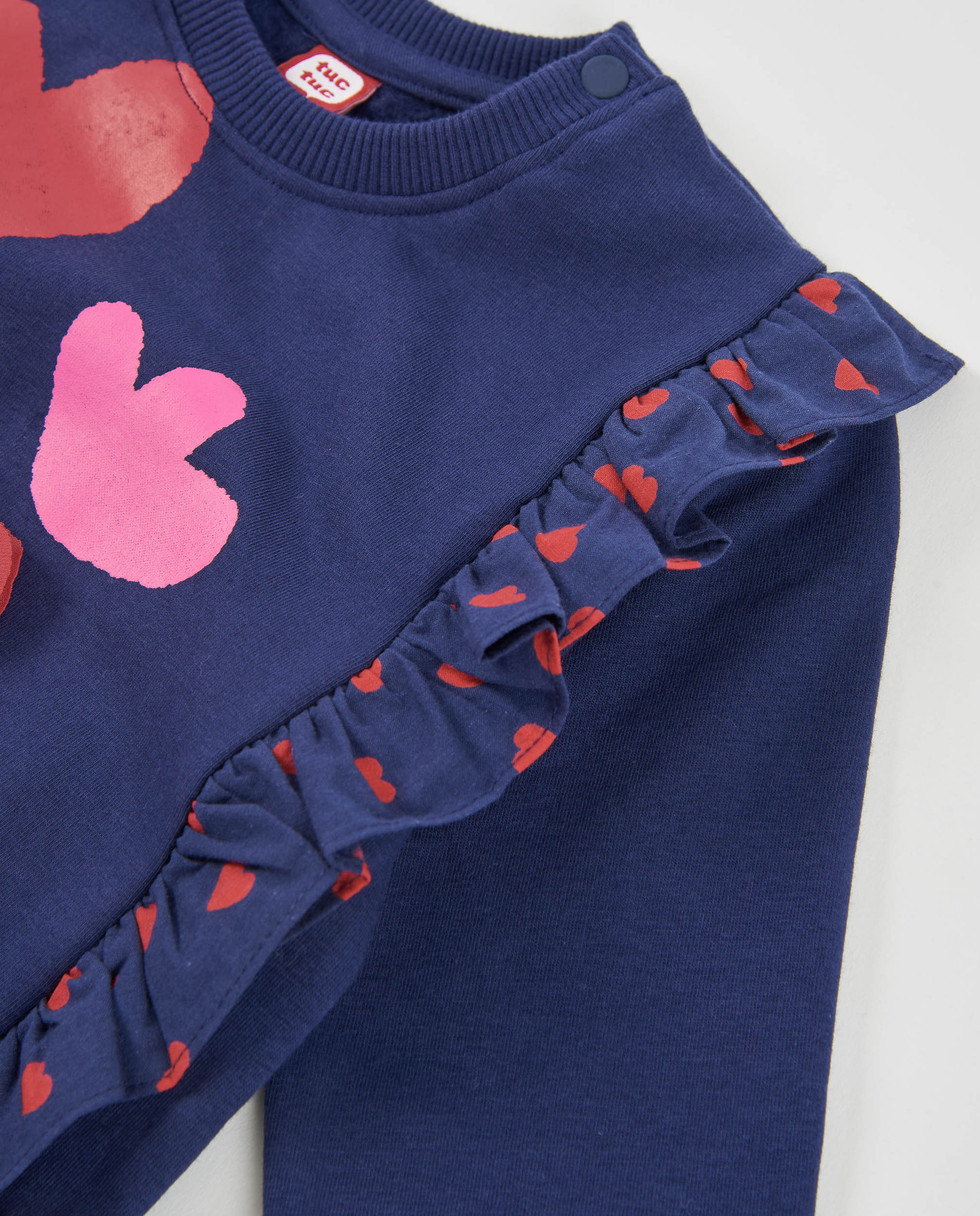 Sudadera de niña de felpa con estampado floral y volantes