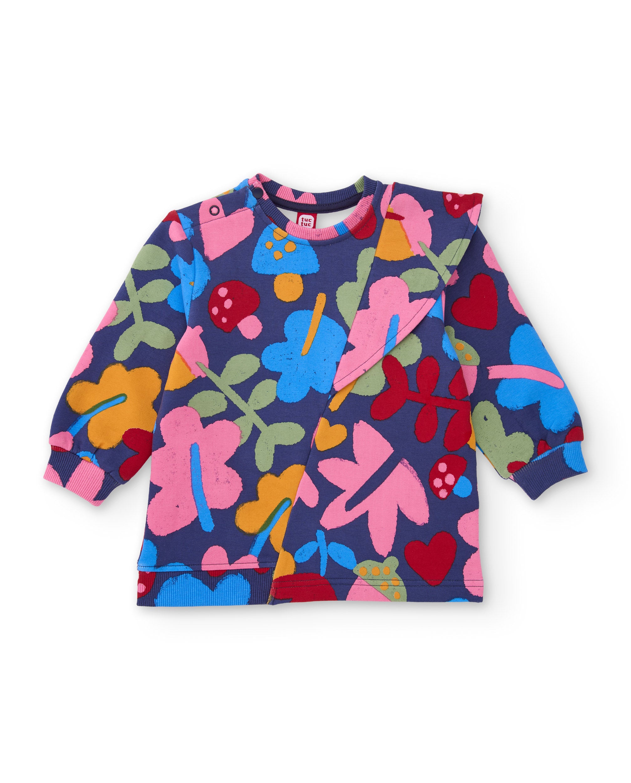 Vestido de niña de felpa con estampado floral y tacto cálido
