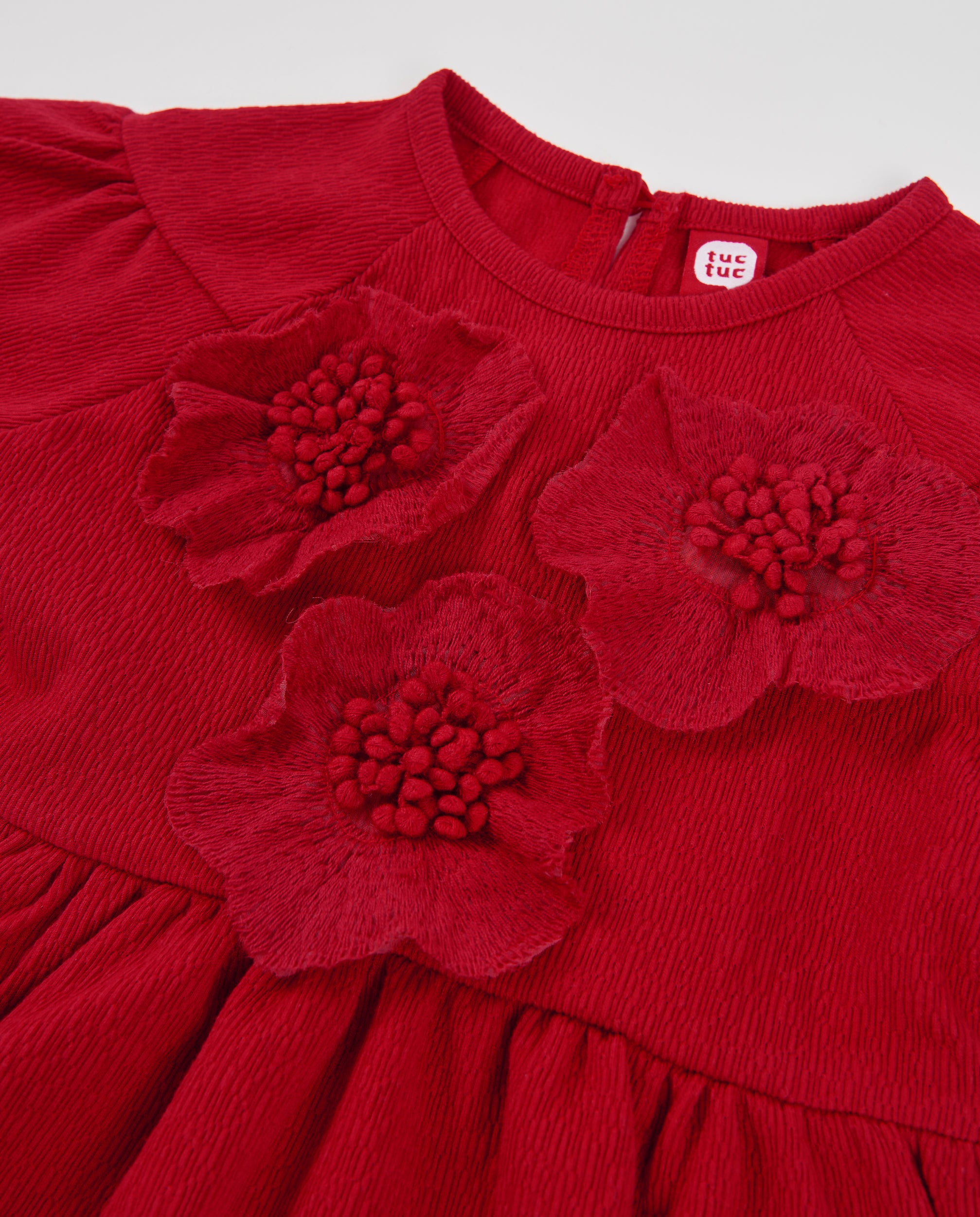 Vestido de niña de tela plana con print de flores y manga larga