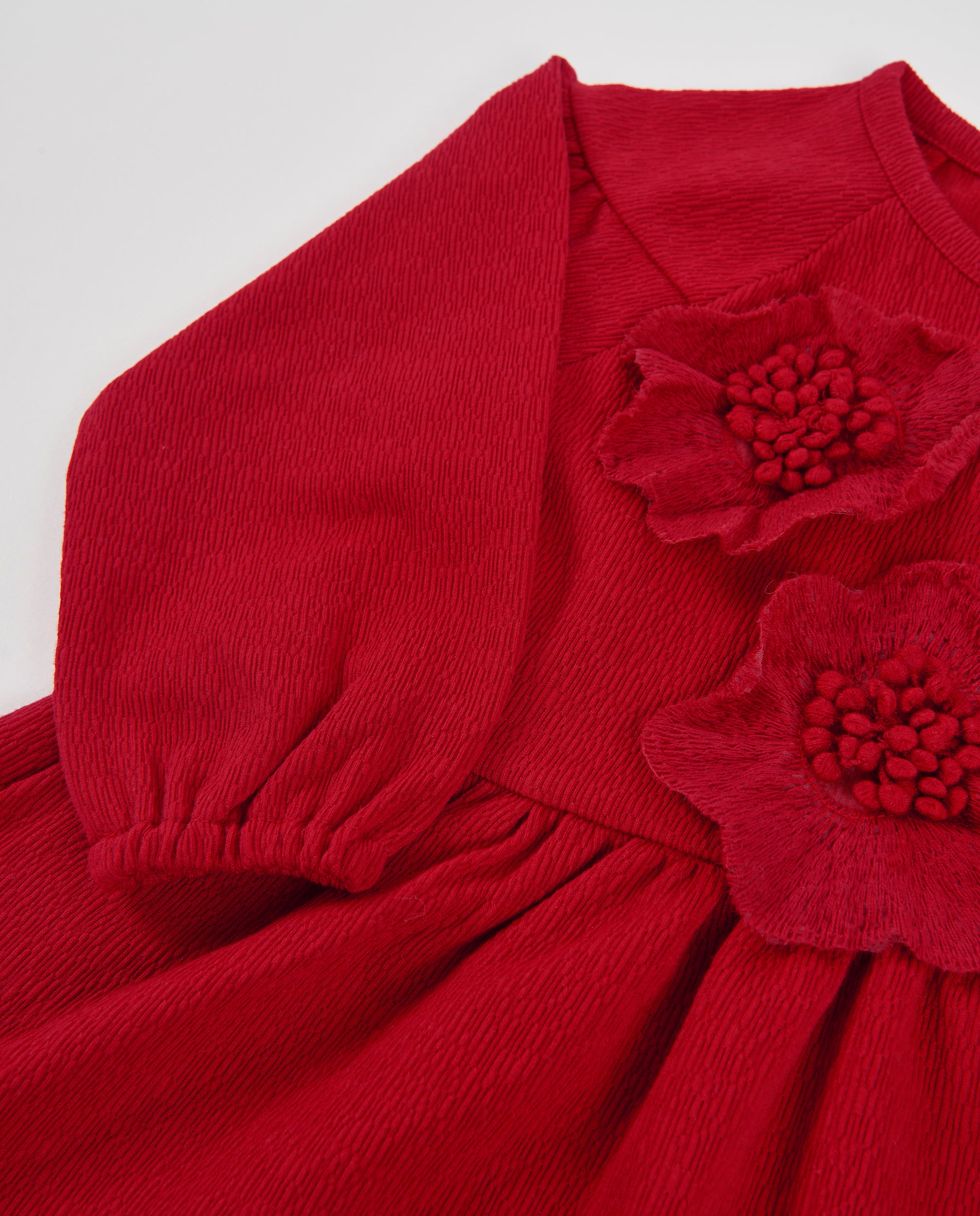 Vestido de niña de tela plana con print de flores y manga larga