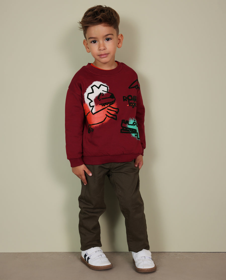 Pantalón de niño de sarga con cinco bolsillos y cintura ajustable