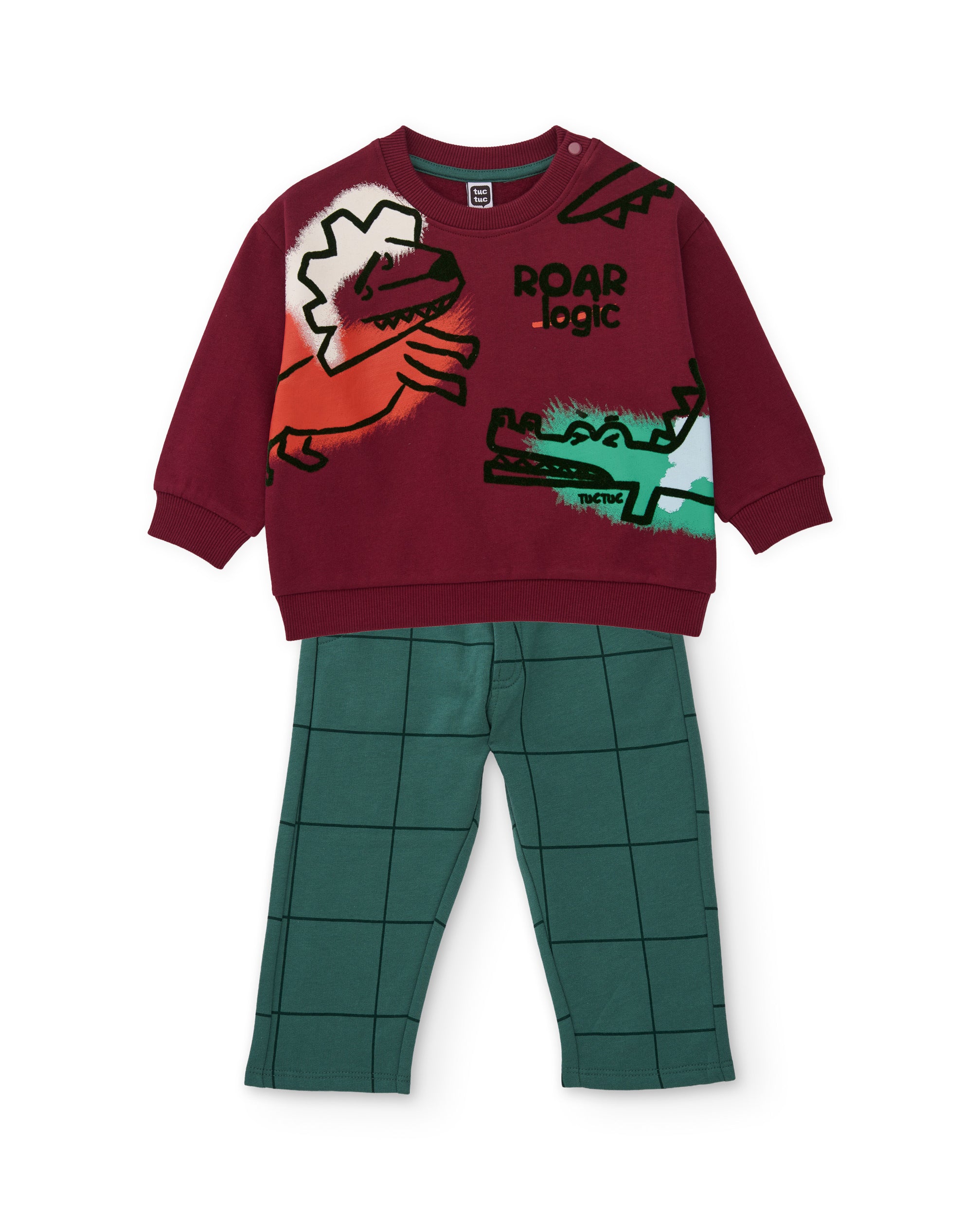 Conjunto de niño de felpa con sudadera de animales sabana y pantalón
