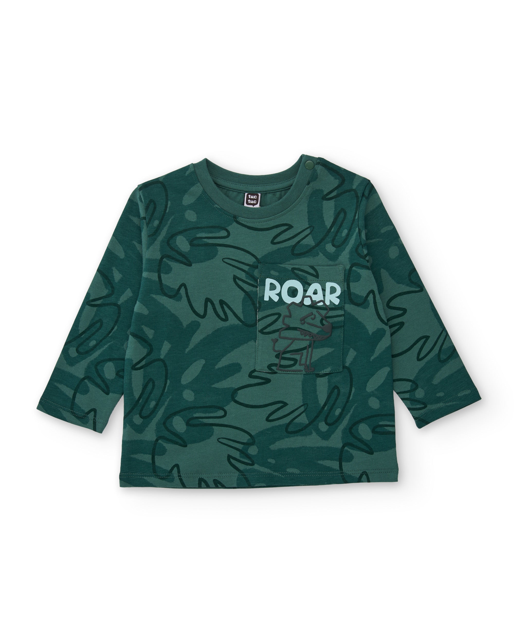 Camiseta de niño de punto con diseño de selva y bolsillo
