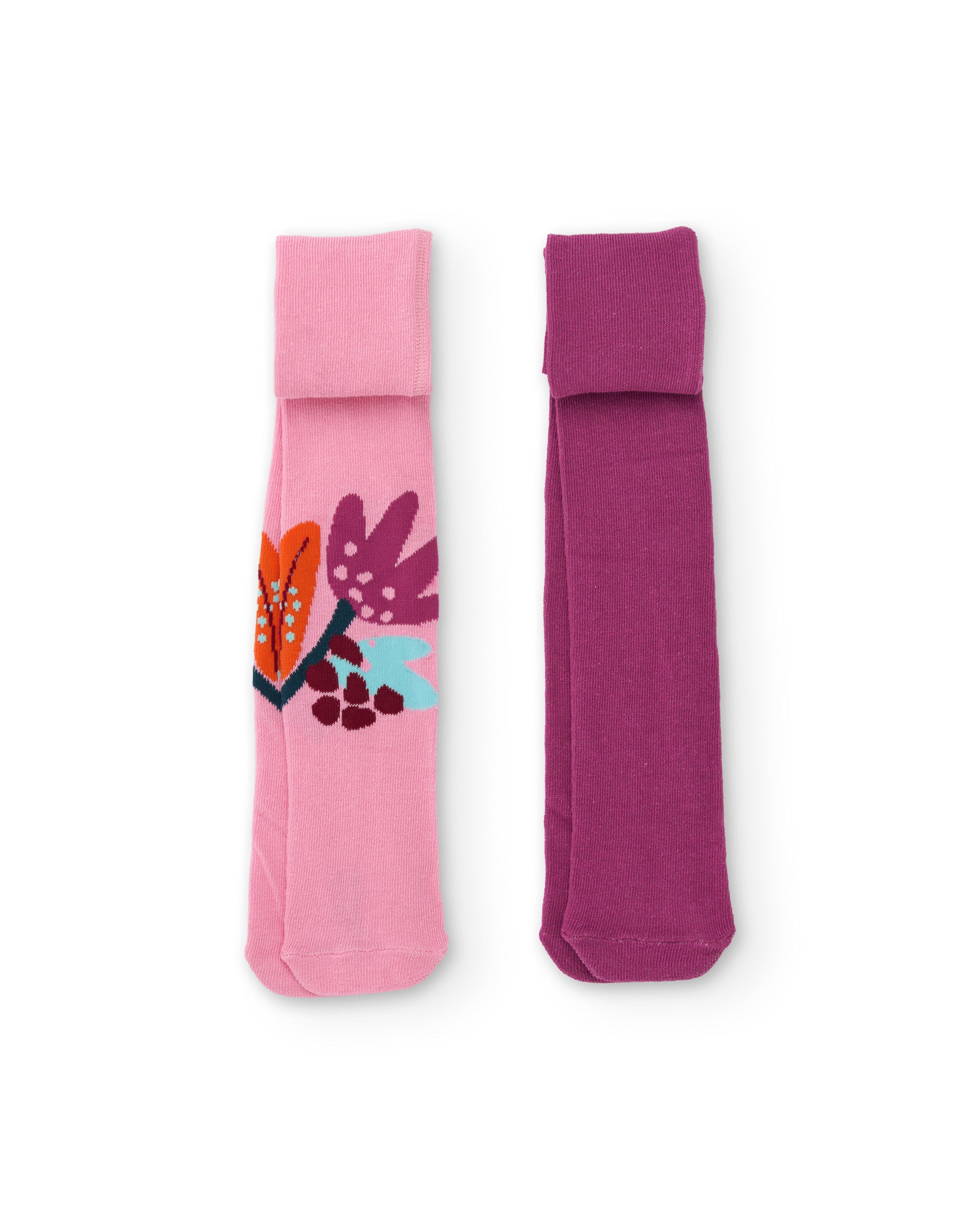 Leotardos de niña de punto con estampado floral y tejido cómodo