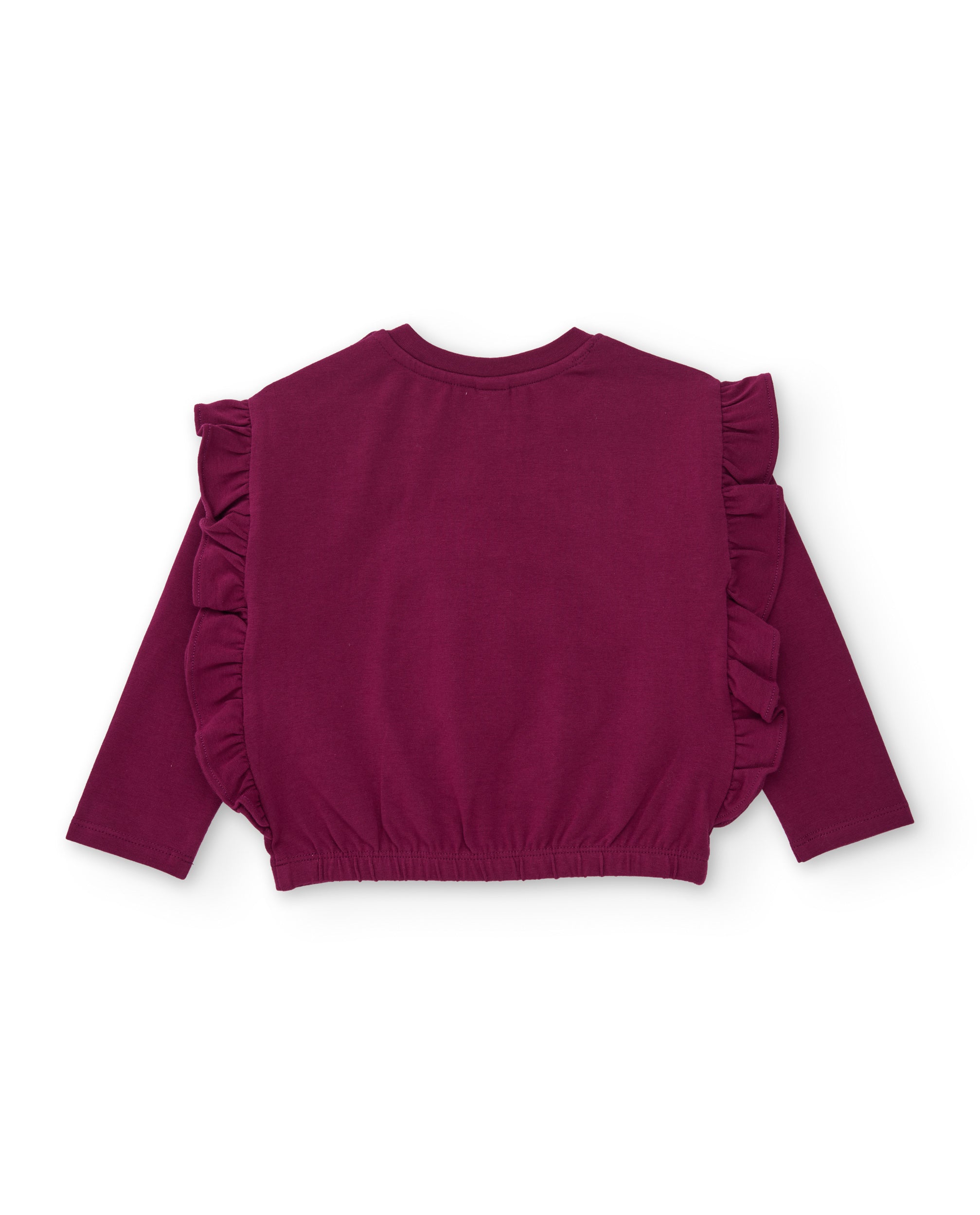 Camiseta de niña de punto con volantes en las mangas y diseño floral
