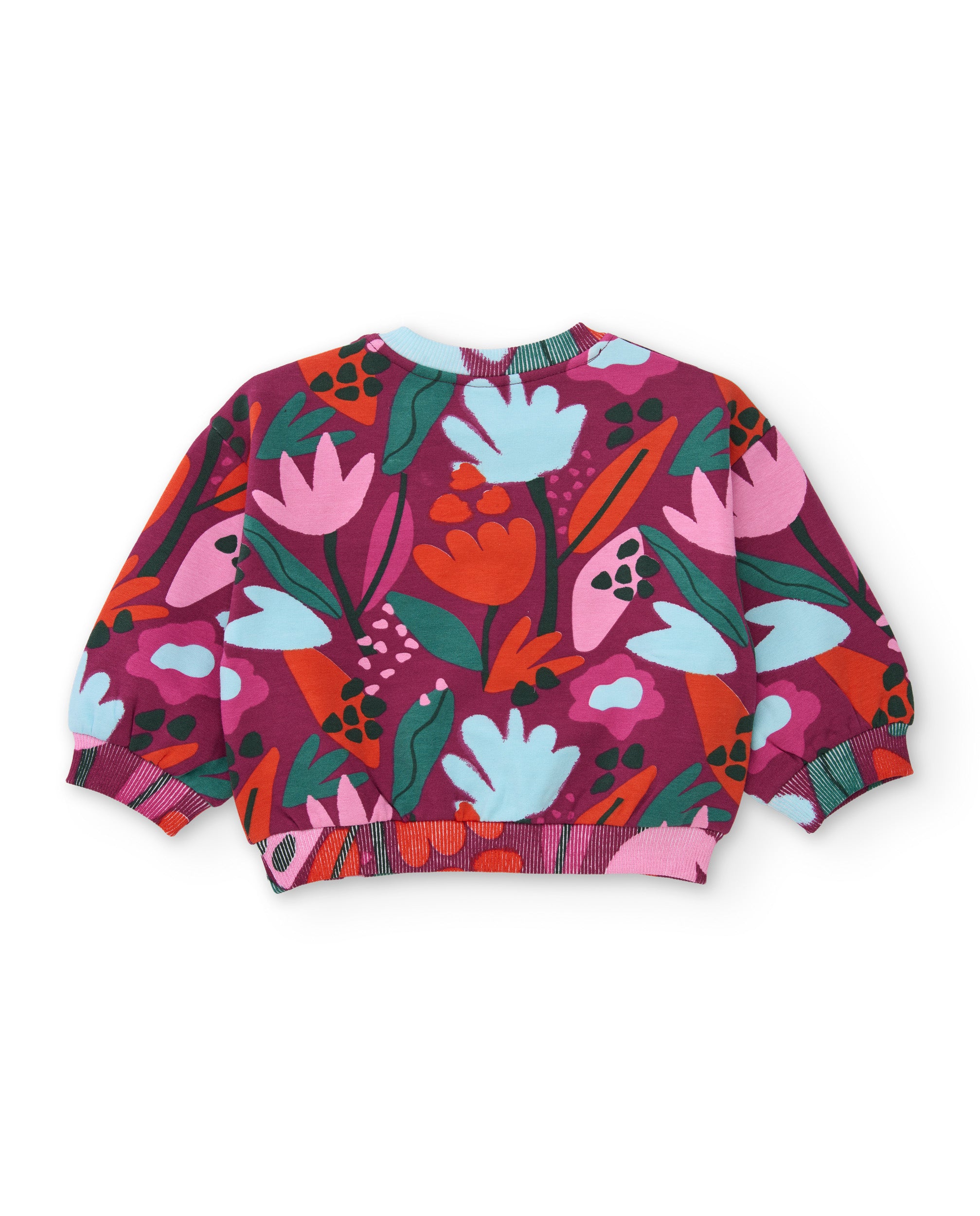 Sudadera de niña de felpa con estampado floral y colores vivos
