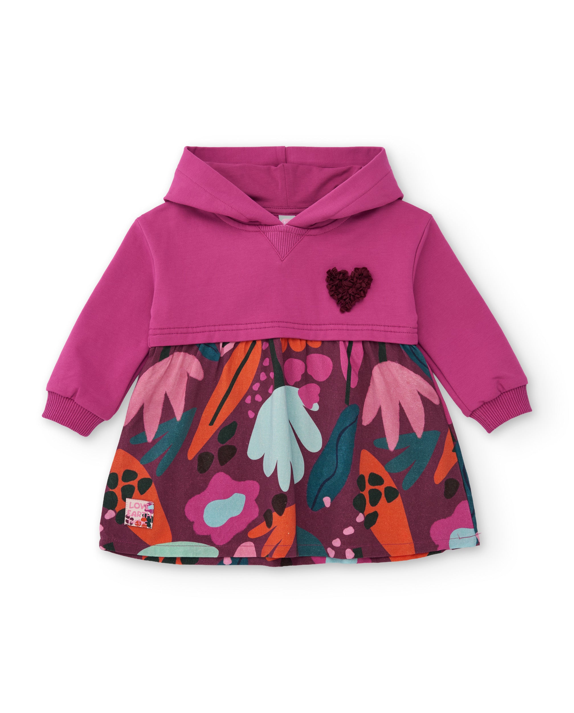 Vestido de niña de tela plana con capucha y estampado floral