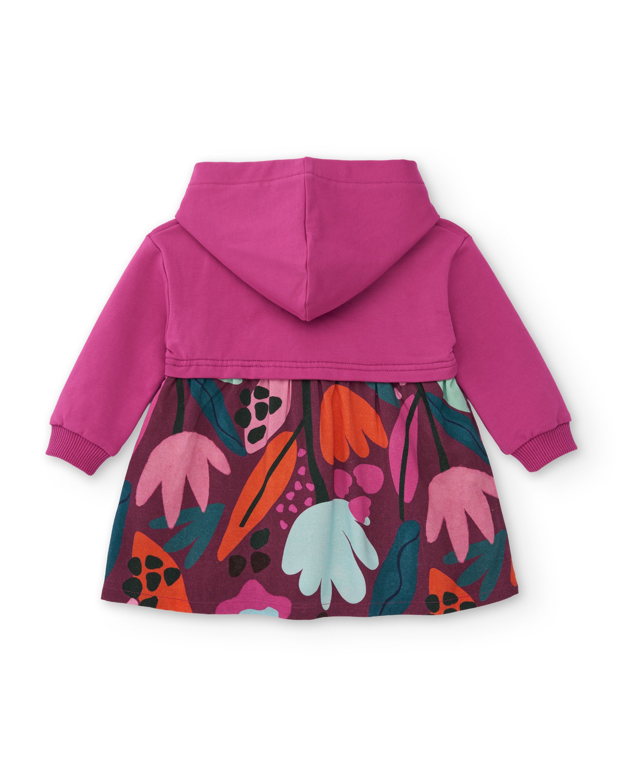Vestido de niña de tela plana con capucha y estampado floral