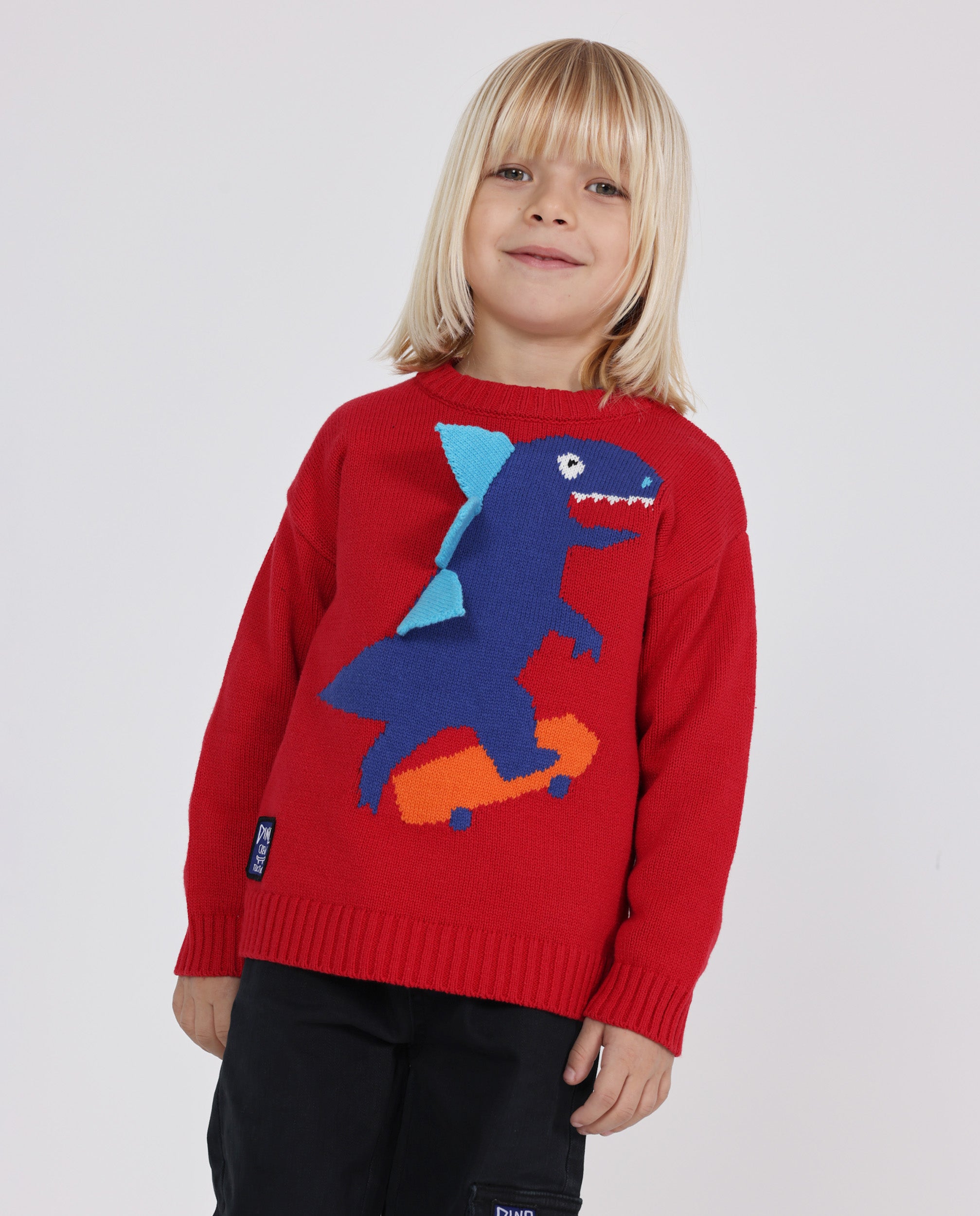 Jersey de niño de tricot con print de dinosaurio y tacto suave
