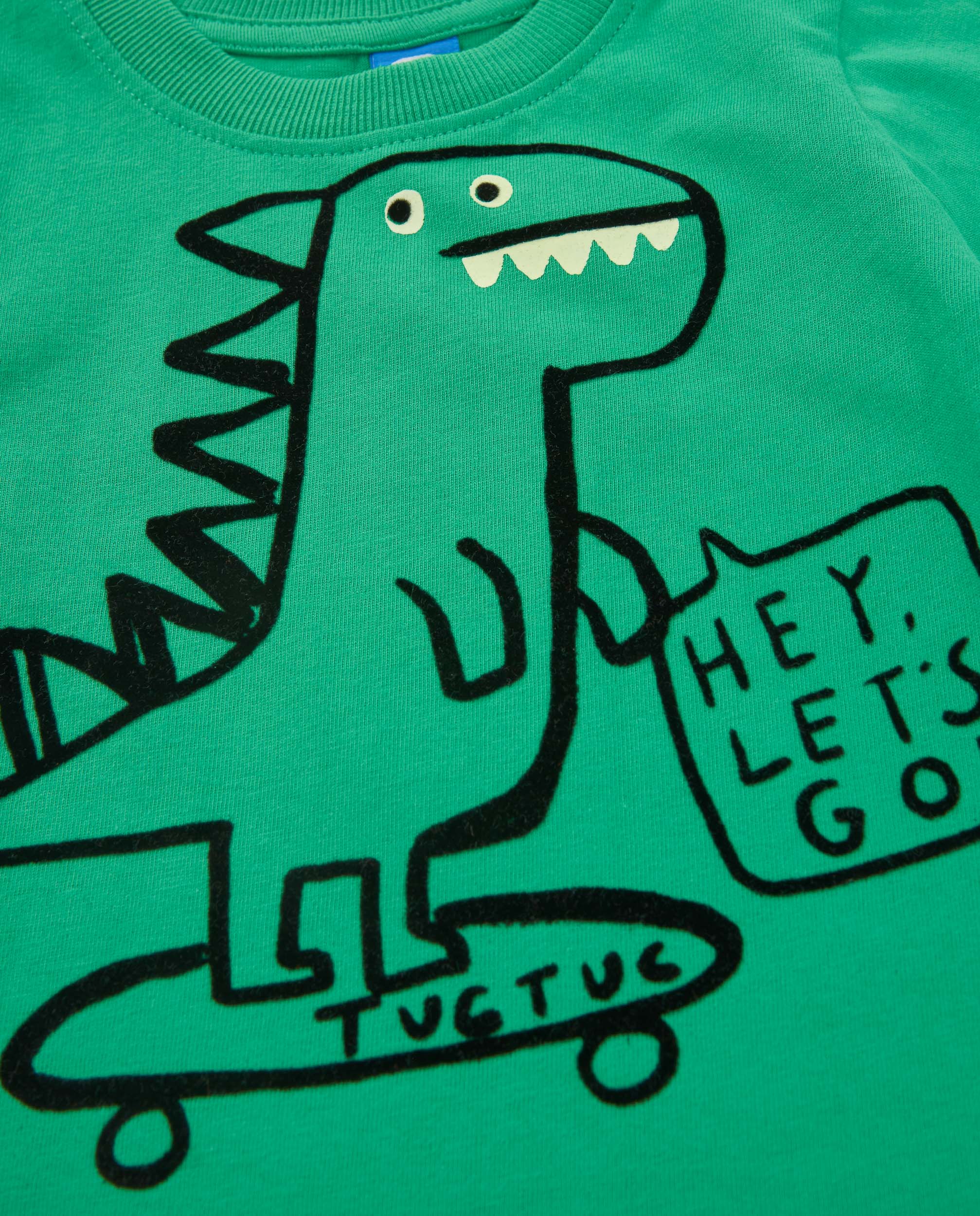 Camiseta de niño de punto con gráfico de dinosaurio