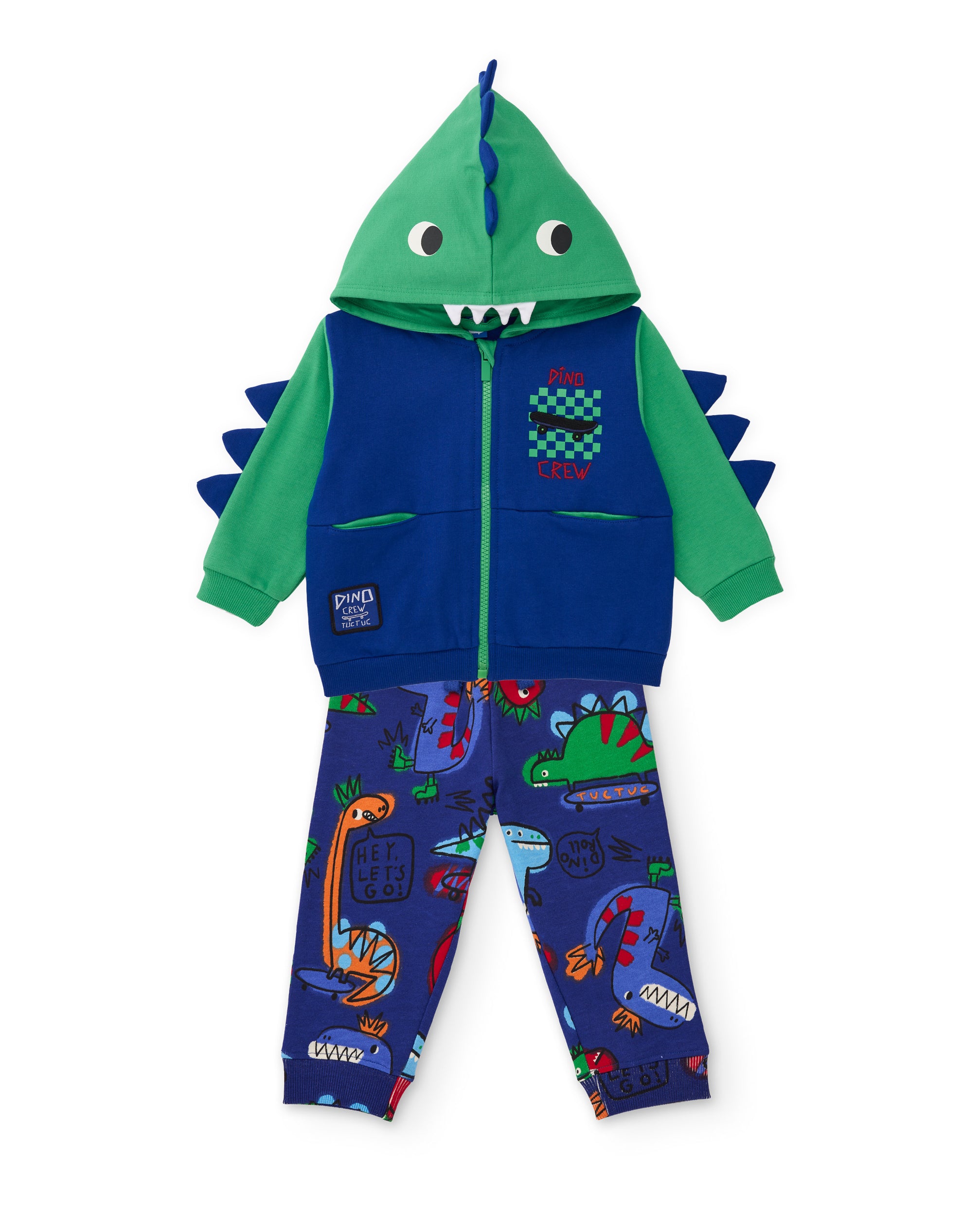 Conjunto de niño de felpa con sudadera de cremallera y pantalón estampado