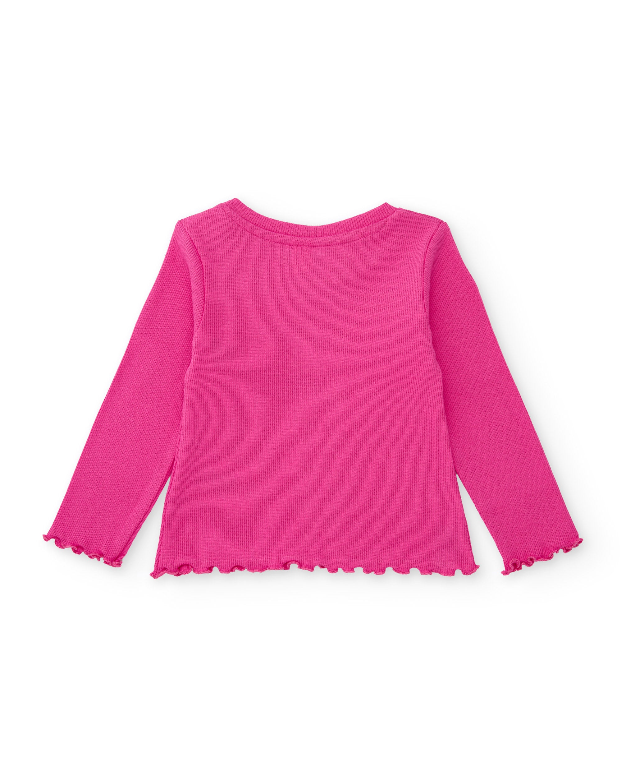 Camiseta de niña de punto con manga larga y volantes