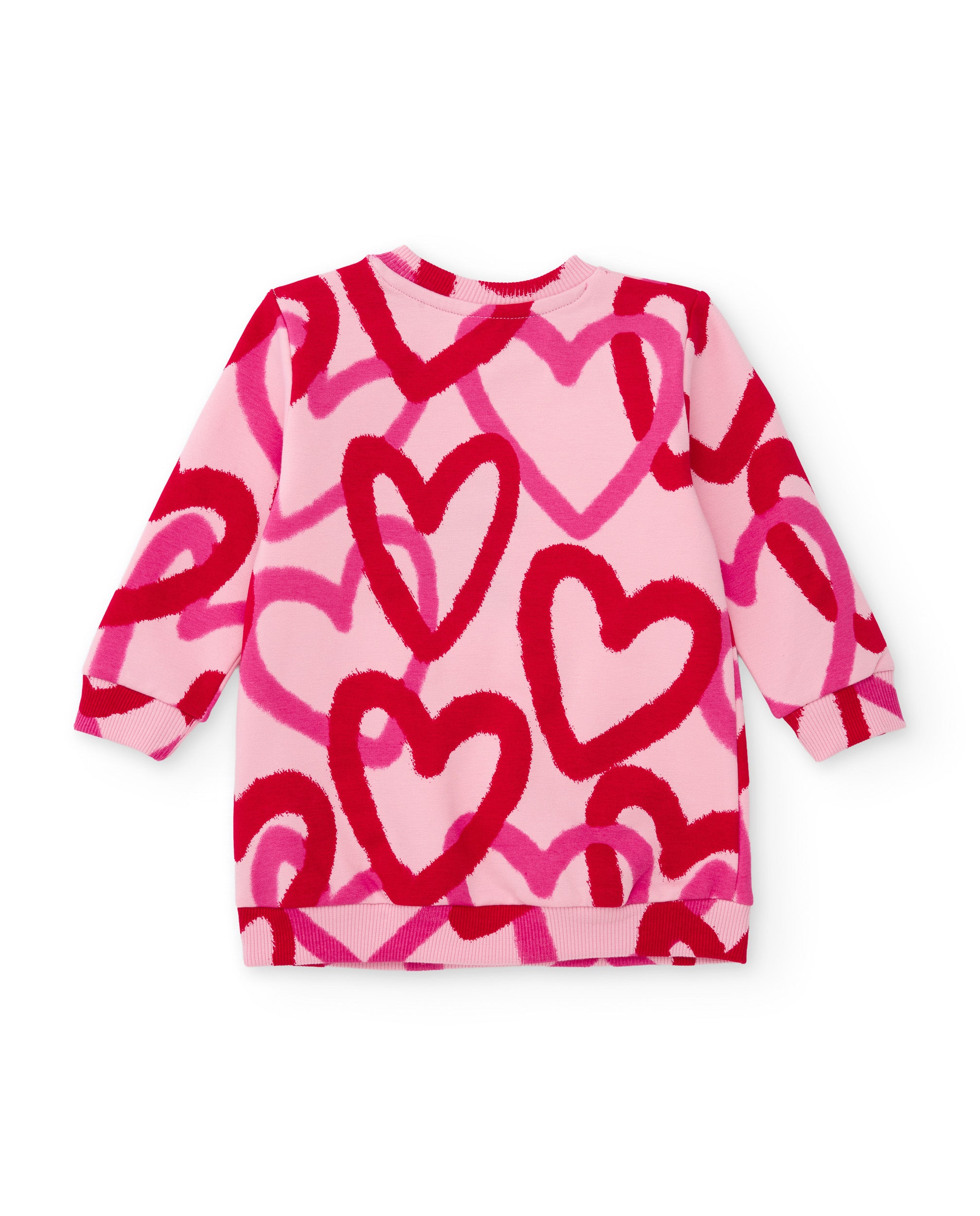Vestido de niña de felpa con estampado de corazones y tacto suave