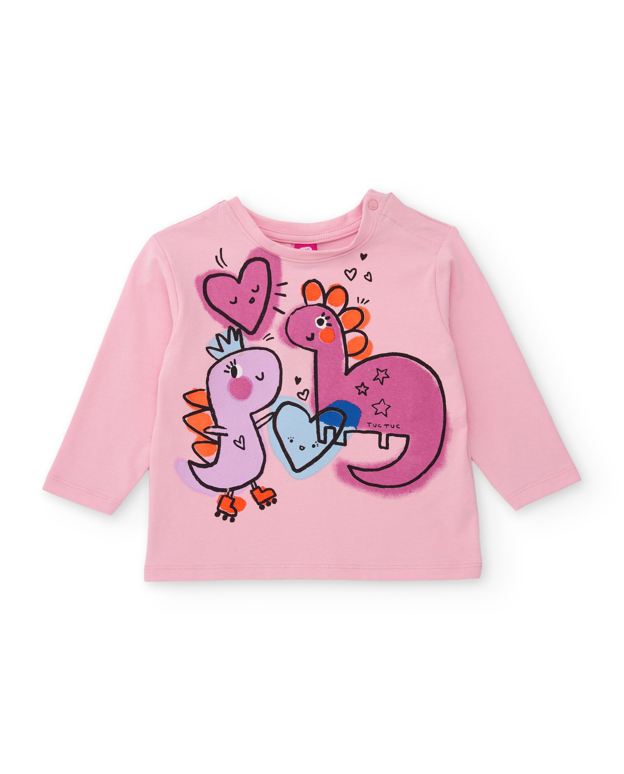 Camiseta de niña de punto con estampado de dinosaurios y tacto suave