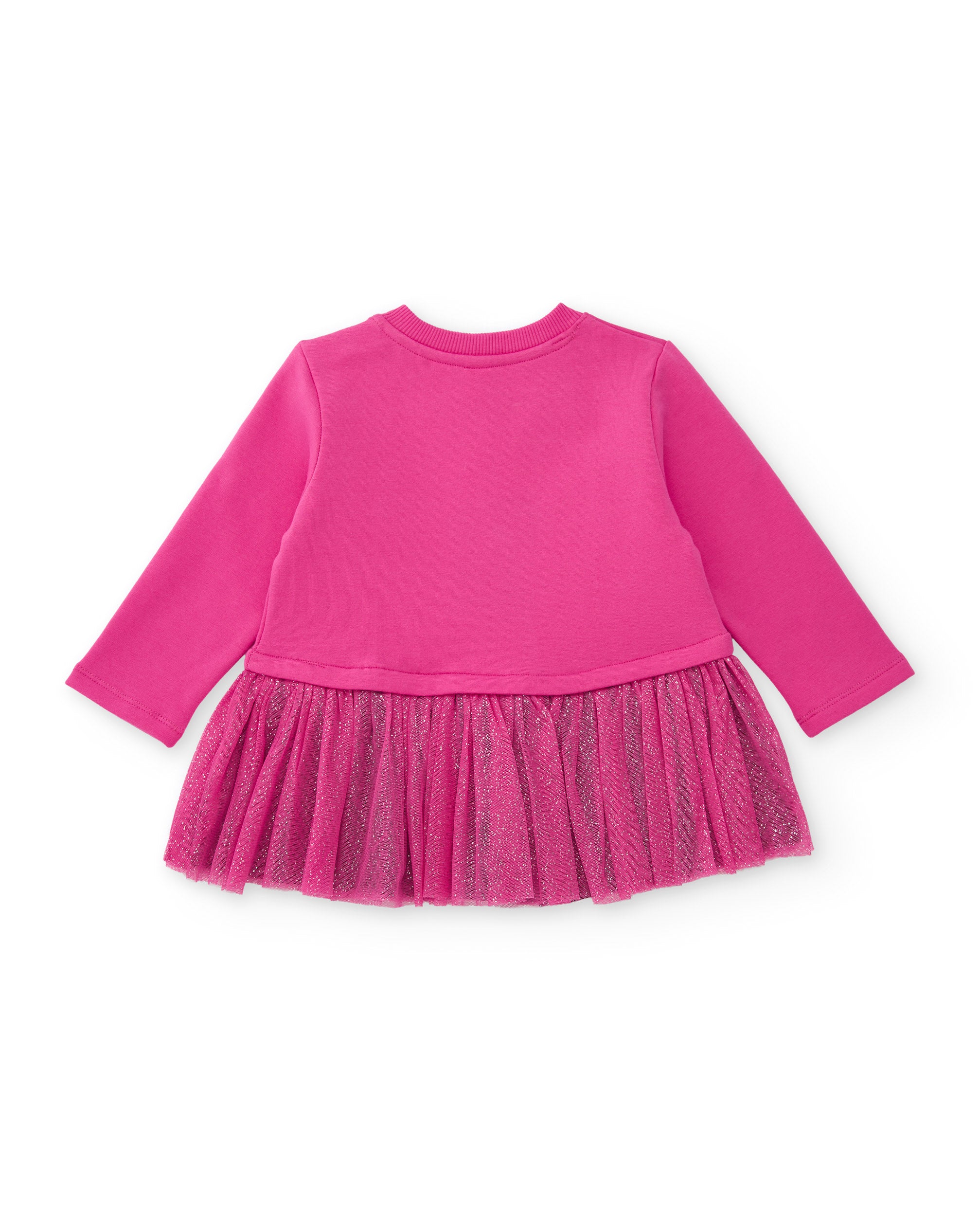 Vestido de niña de punto y felpa con diseño de dinosaurio y volante