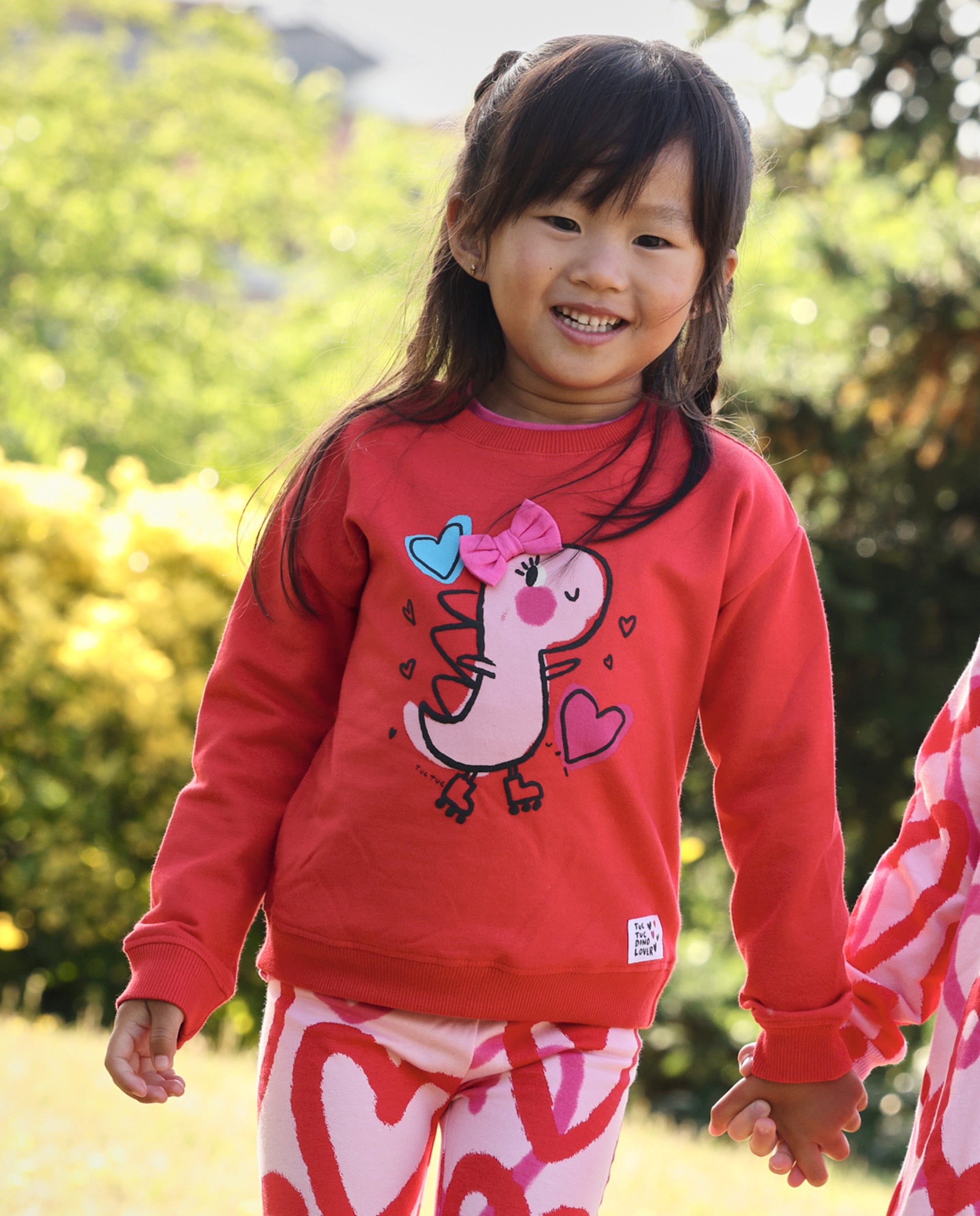 Sudadera de niña de felpa con estampado de dinosaurio y tejido cálido