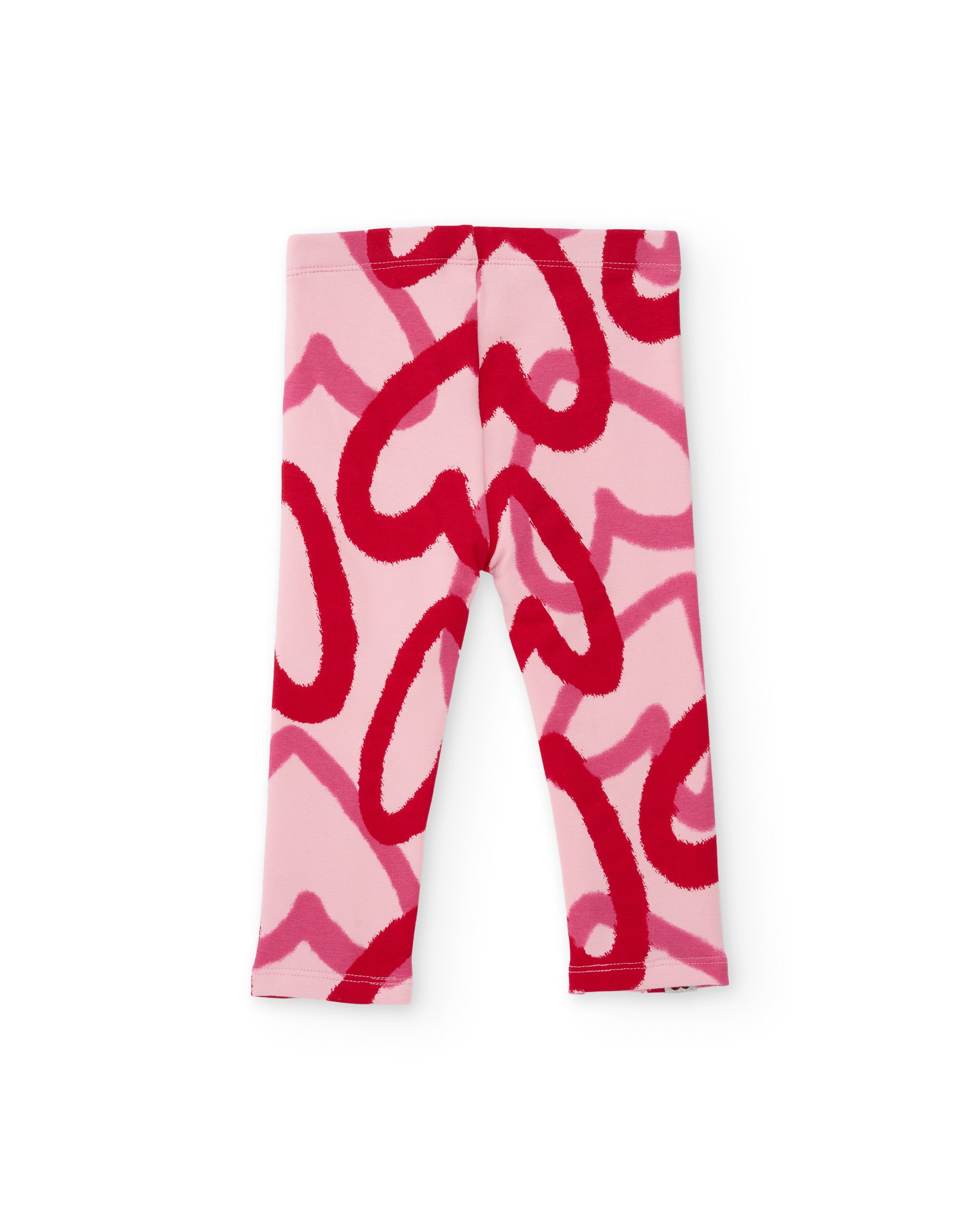 Legging de niña de felpa con estampado de corazones y ajuste cómodo