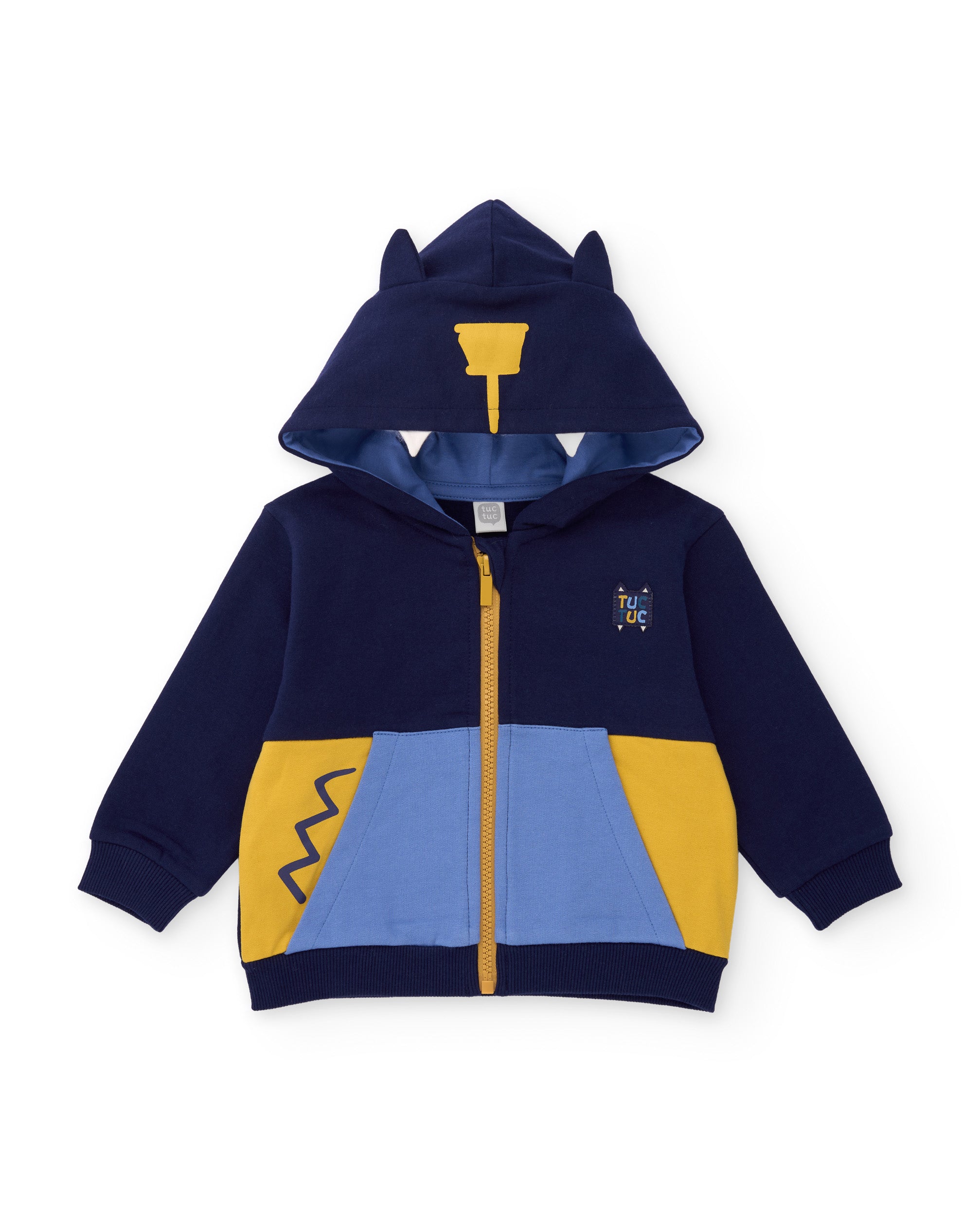 Conjunto de niño de felpa con sudadera de capucha con orejas y pantalón