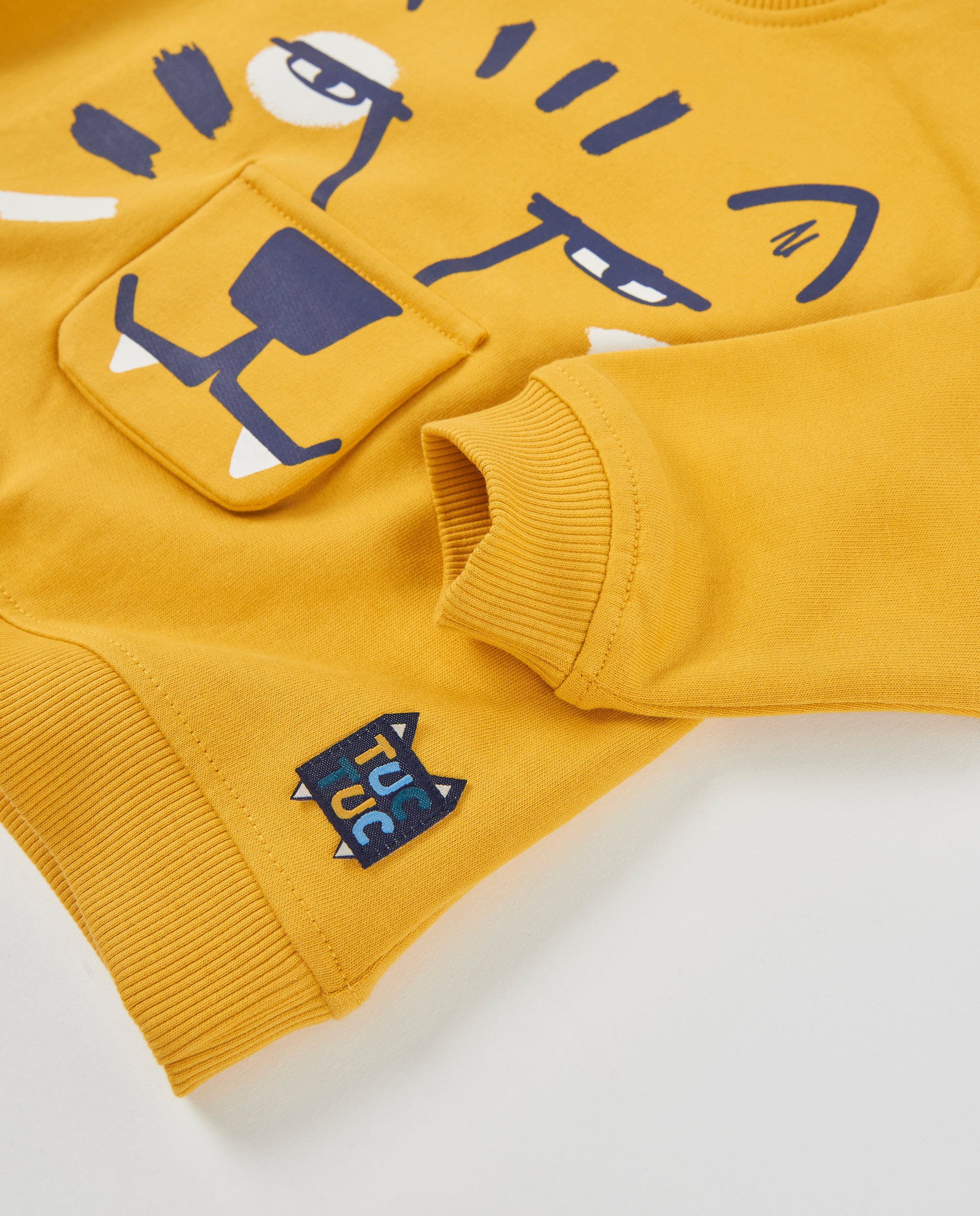 Sudadera de niño de felpa con diseño tigre y aplique divertido