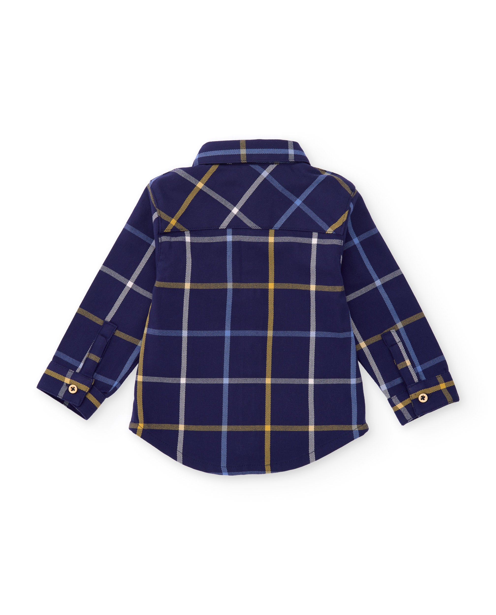 Camisa de niño de tela plana con cuadros y cierre de botones
