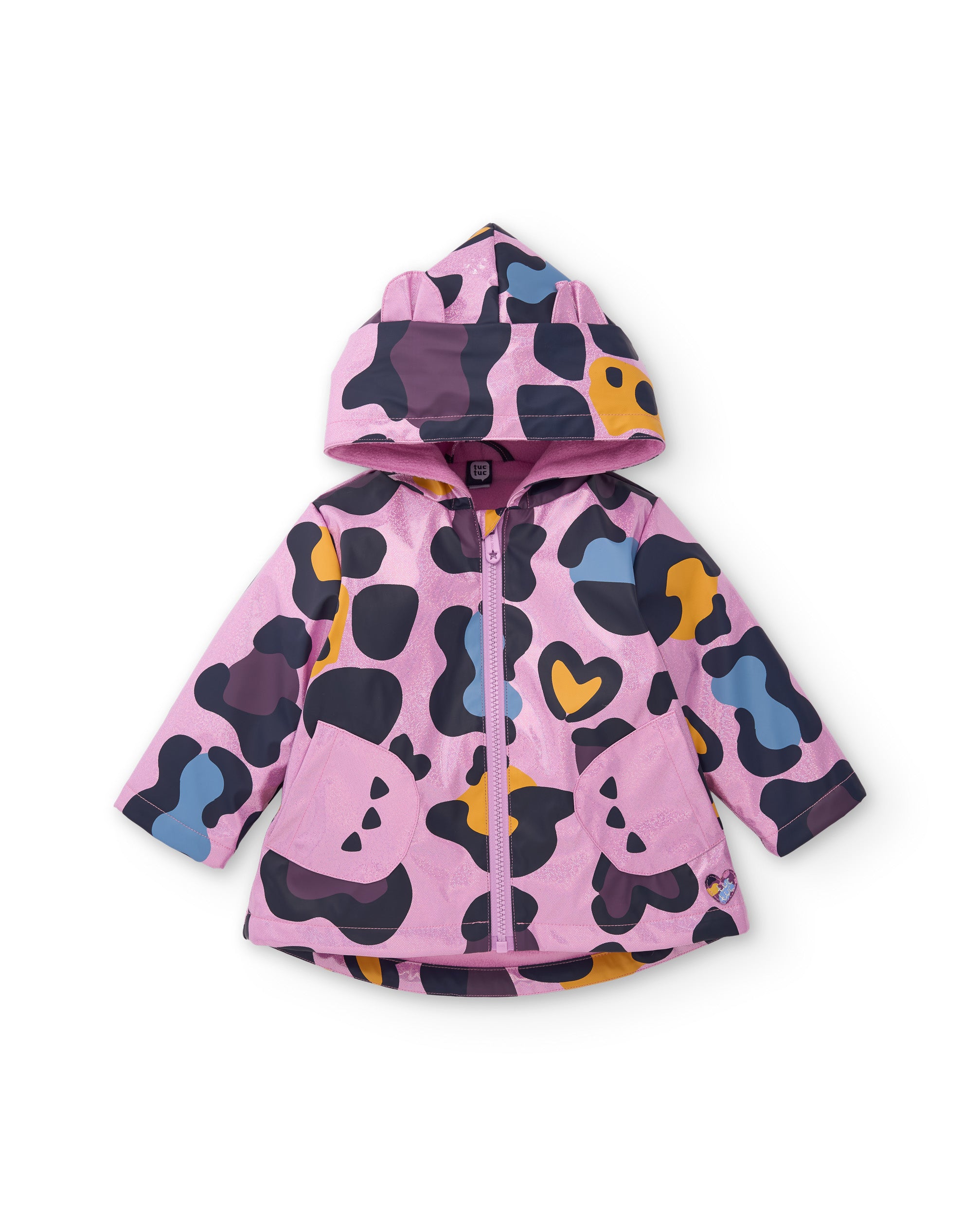 Chubasquero de niña con estampado animal print y capucha
