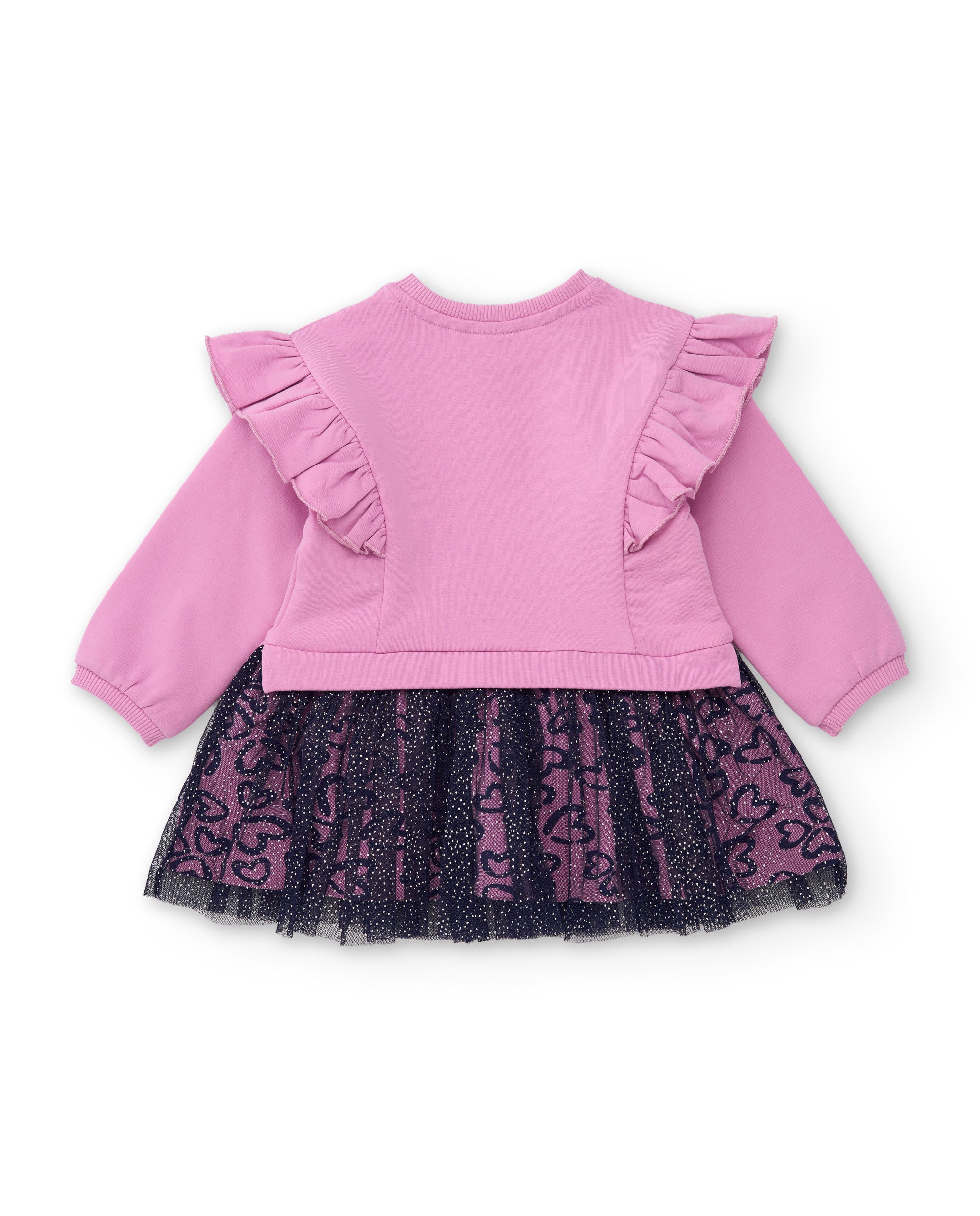 Vestido de niña de felpa con volantes y dibujo divertido