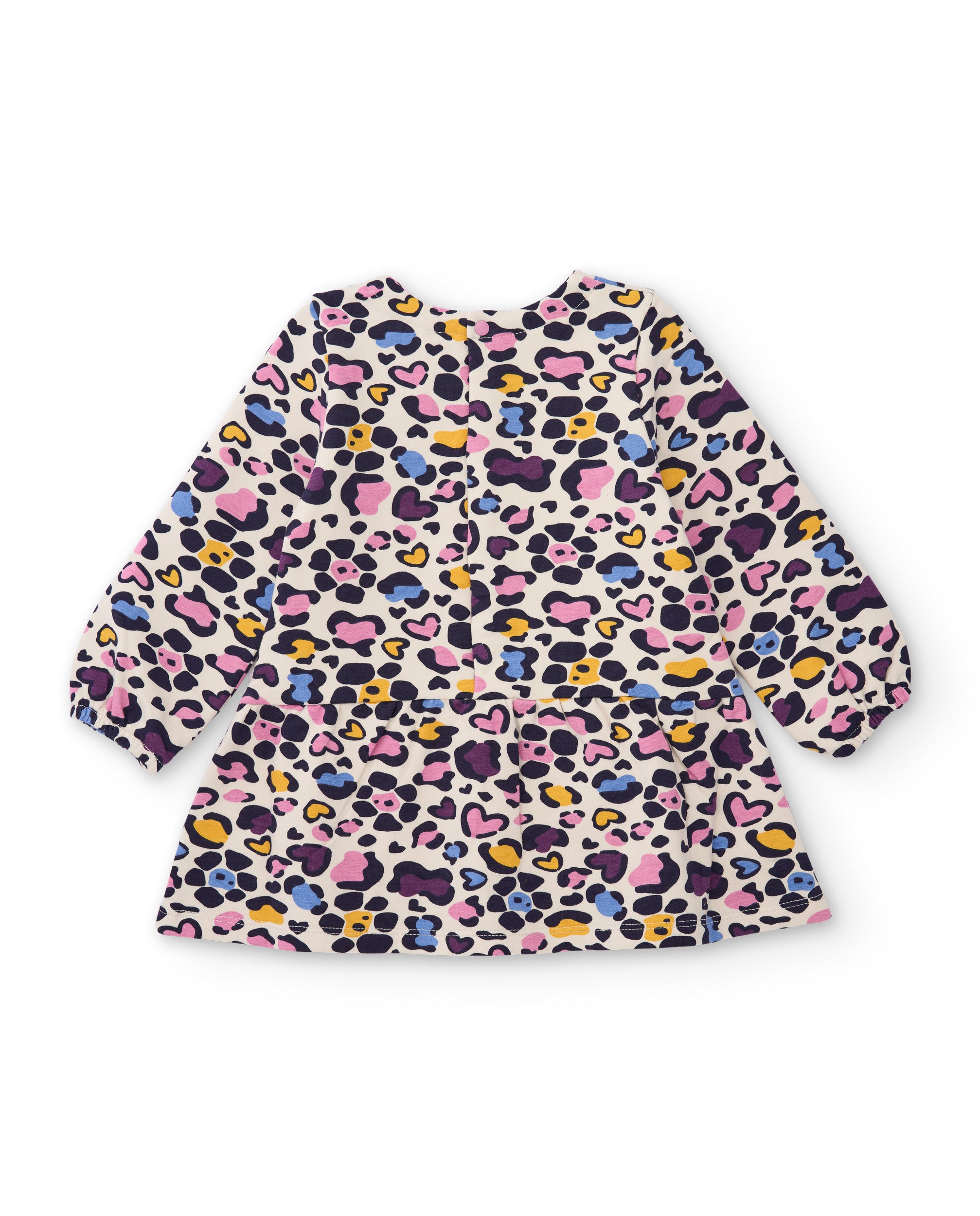 Vestido de niña de felpa con diseño animal print y detalle de lazo
