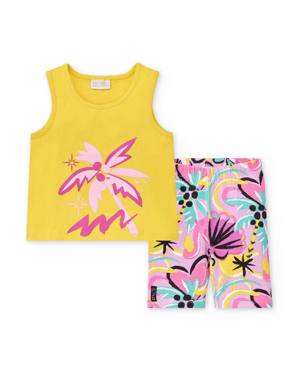 Conjunto punto amarillo niña Flamingo Mood