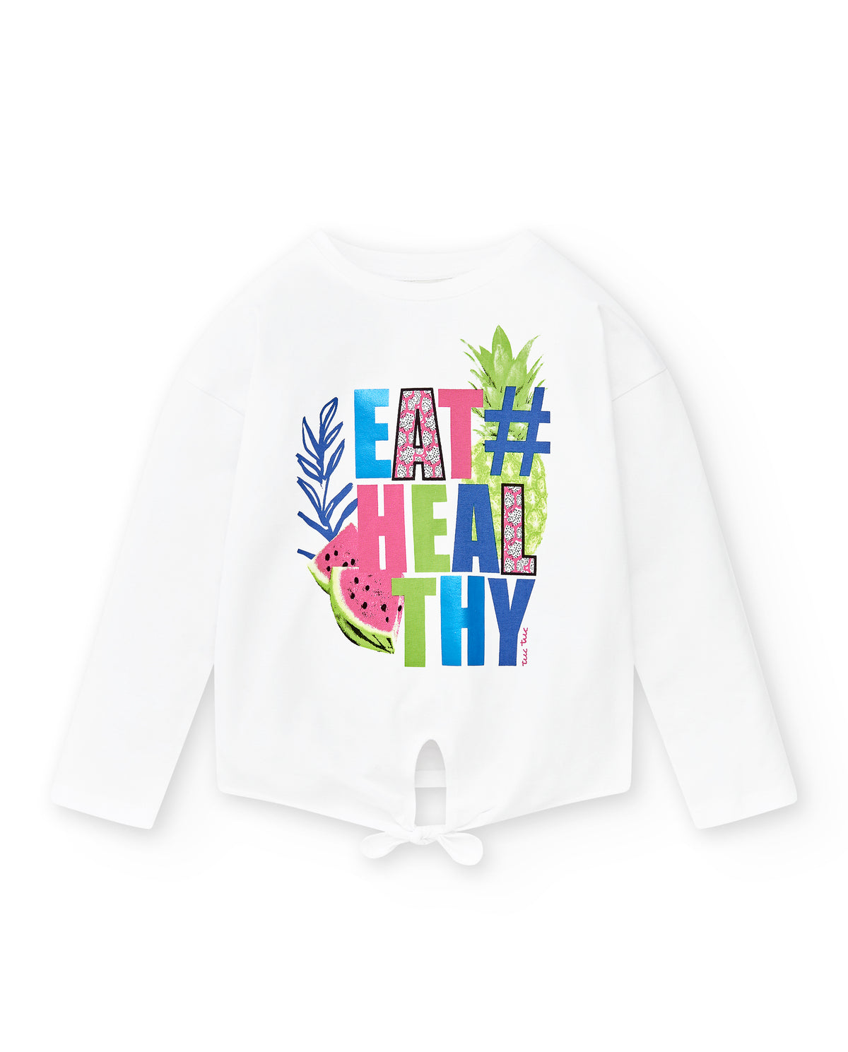 Camiseta larga punto blanco niña Acid Bloom