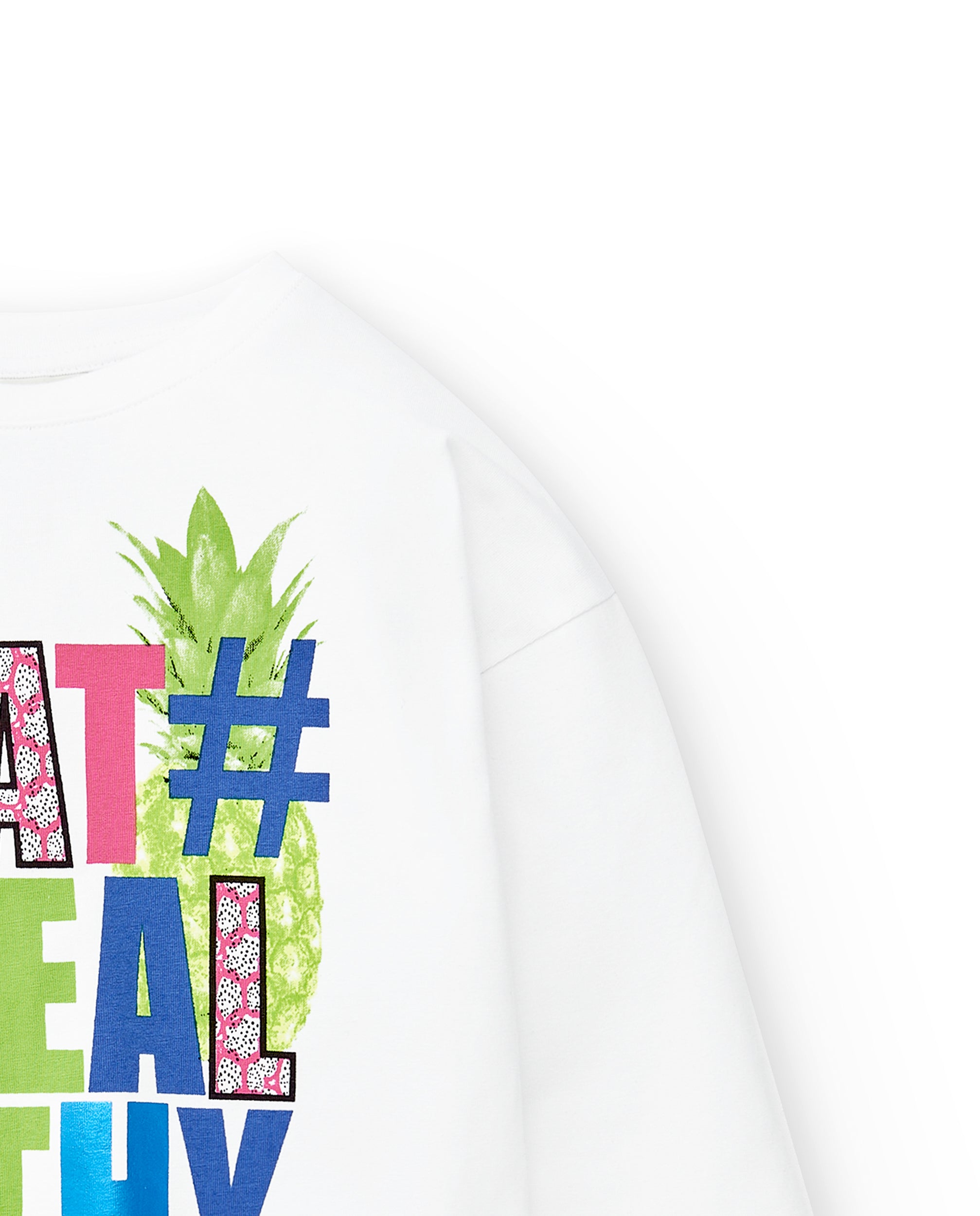 Camiseta larga punto blanco niña Acid Bloom