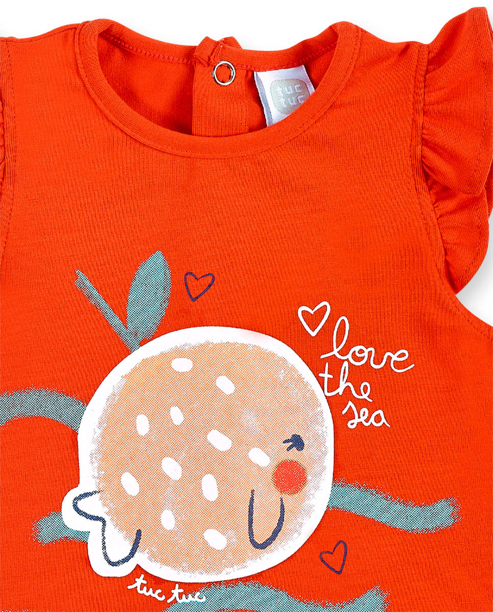 Conjunto baño rojo niña Frutti