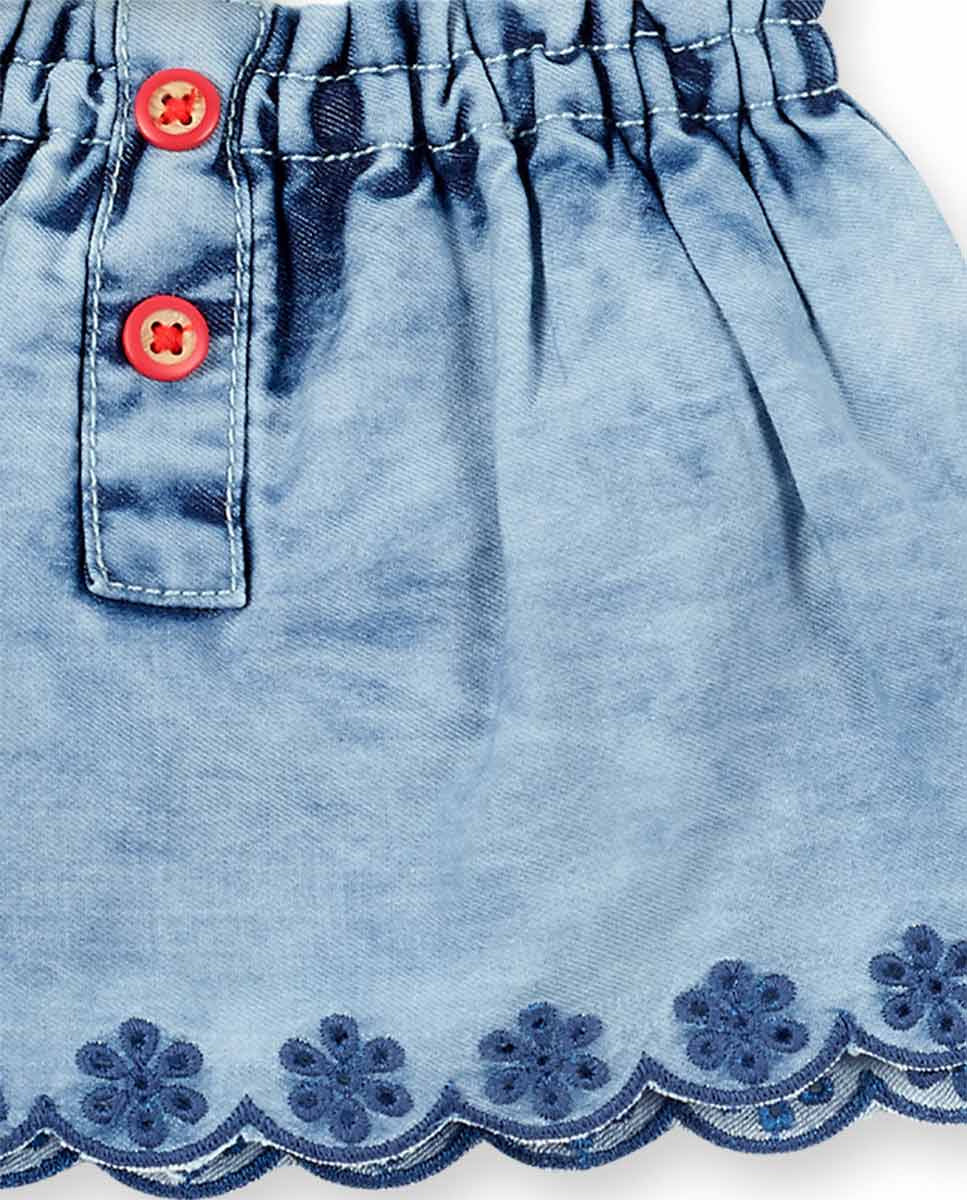 Conjunto punto denim blanco niña Frutti