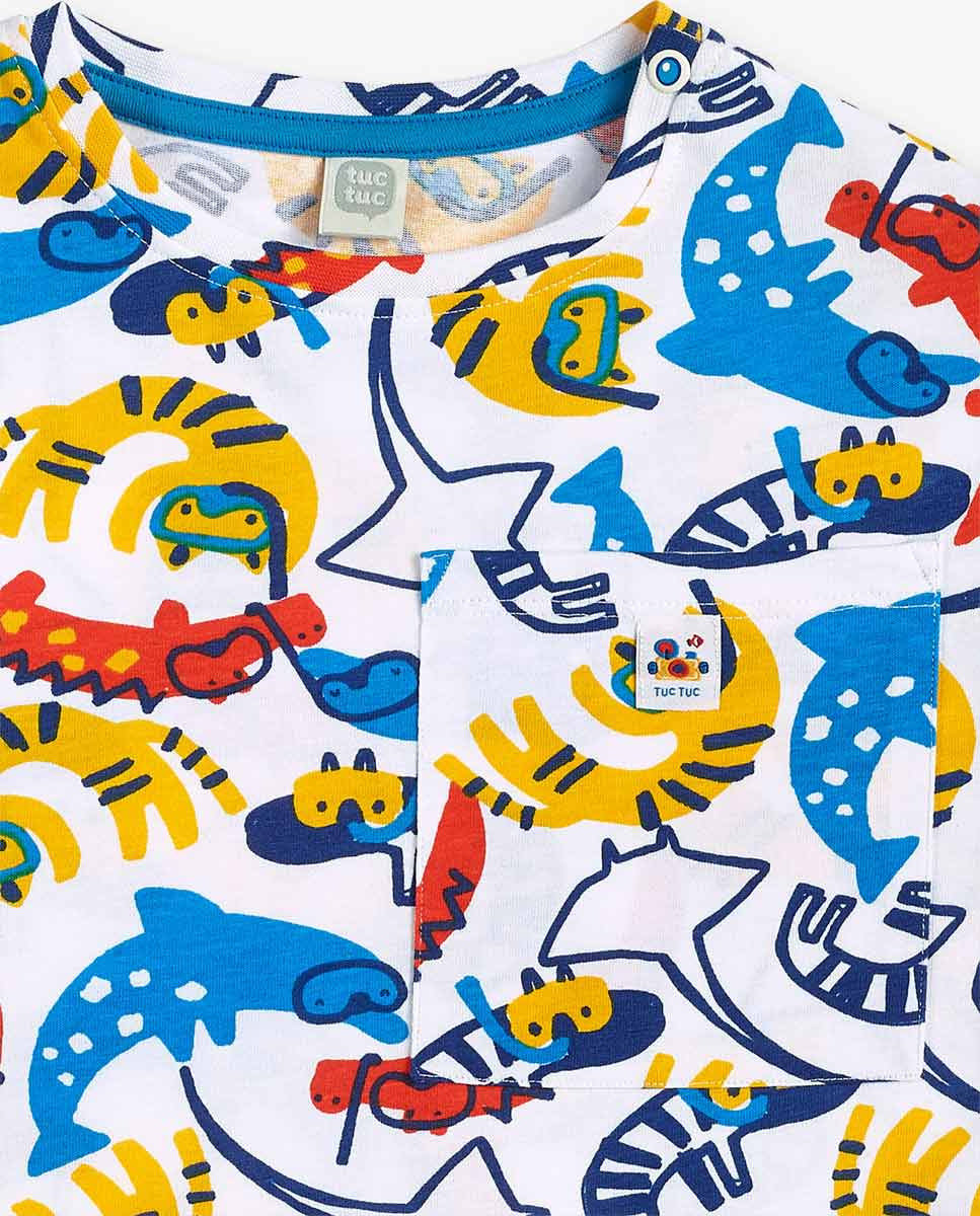 Camiseta punto blanco estampado niño Salty Air