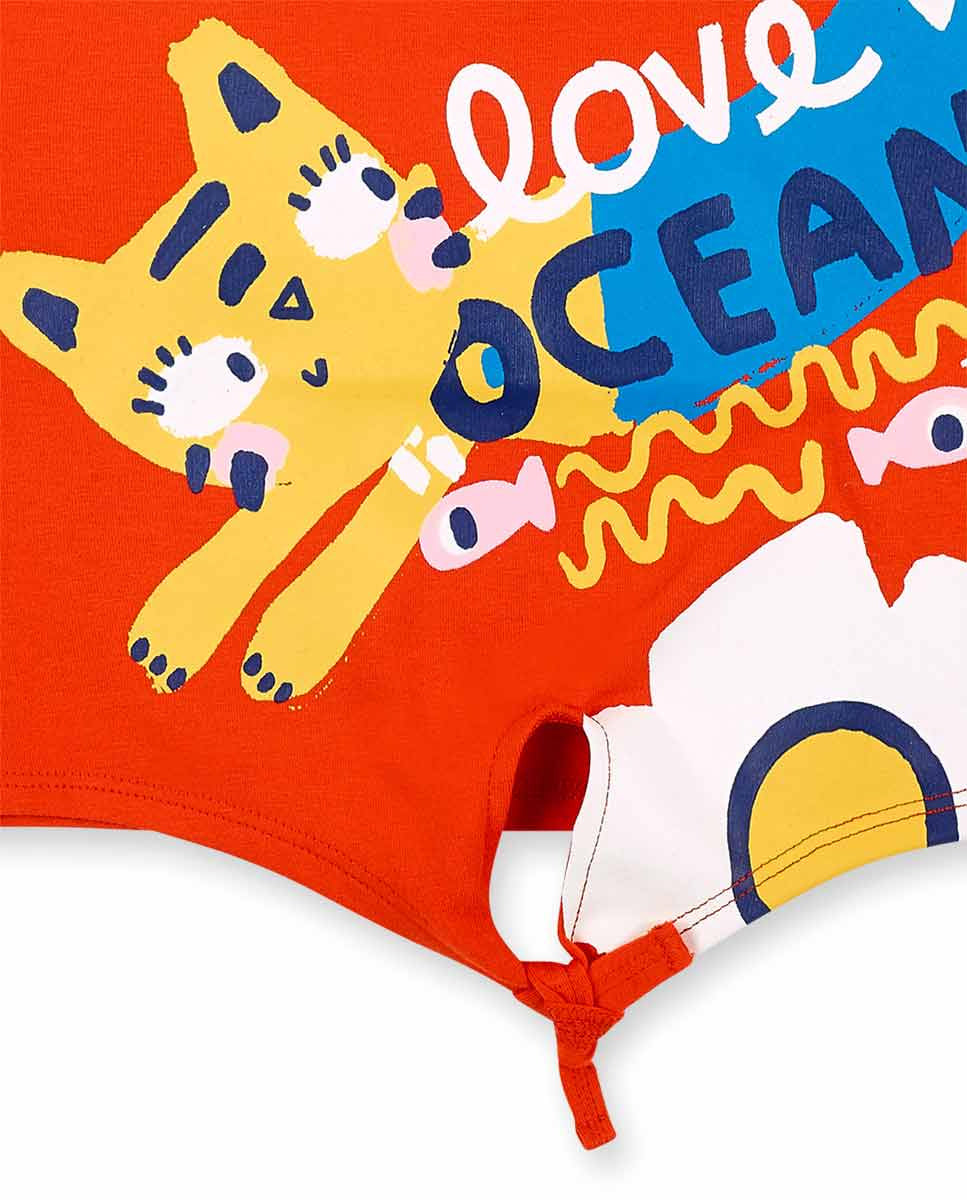 Camiseta punto rojo nudo niña Salty Air