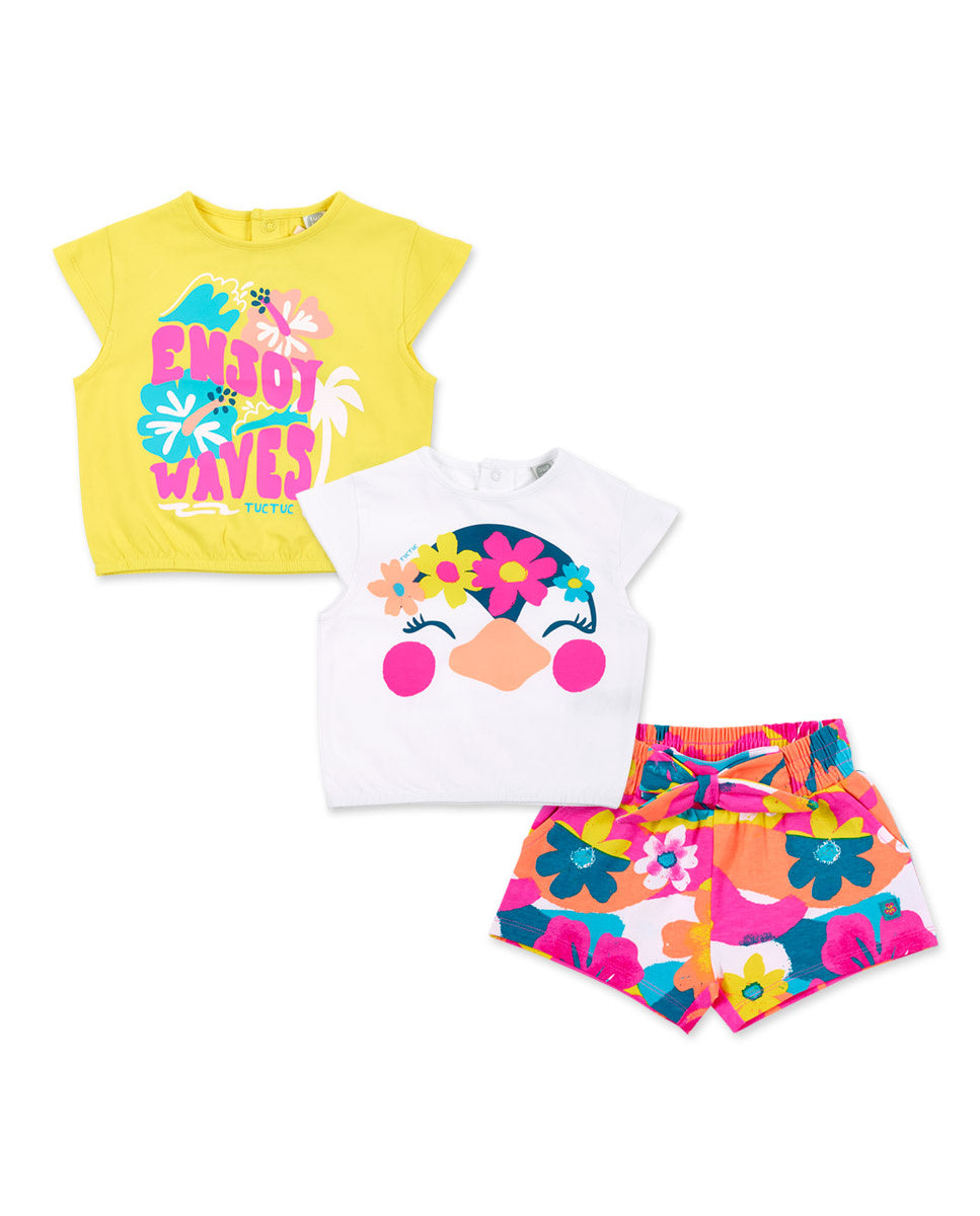 Conjunto punto blanco amarillo niña Laguna Beach