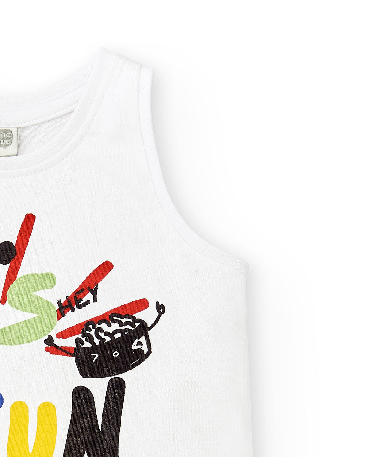 Camiseta sin mangas punto blanco niño Hey Sushi