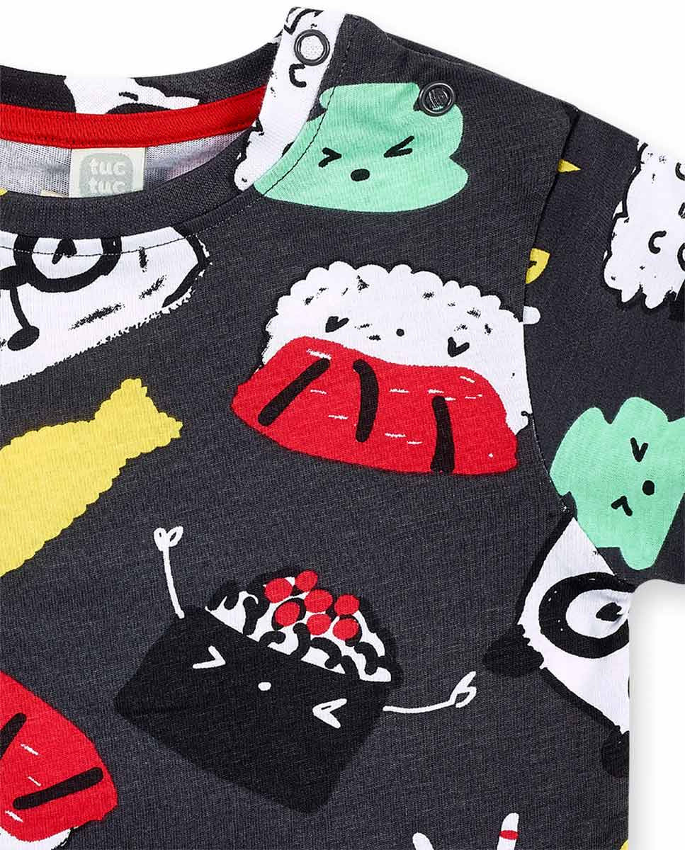 Camiseta punto gris niño Hey Sushi